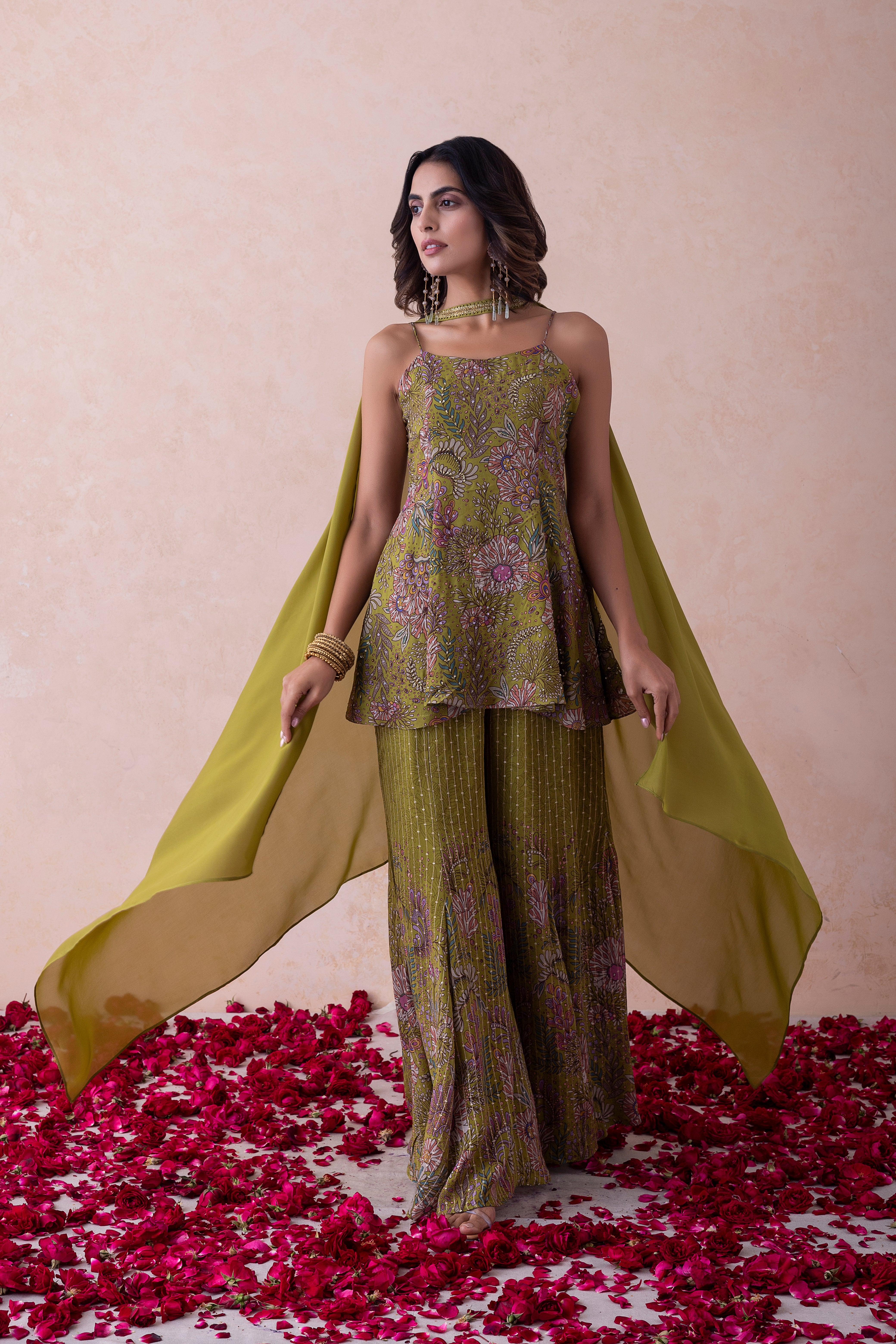 Reha Kurta with Sharara Pants and a Chocker Dupatta