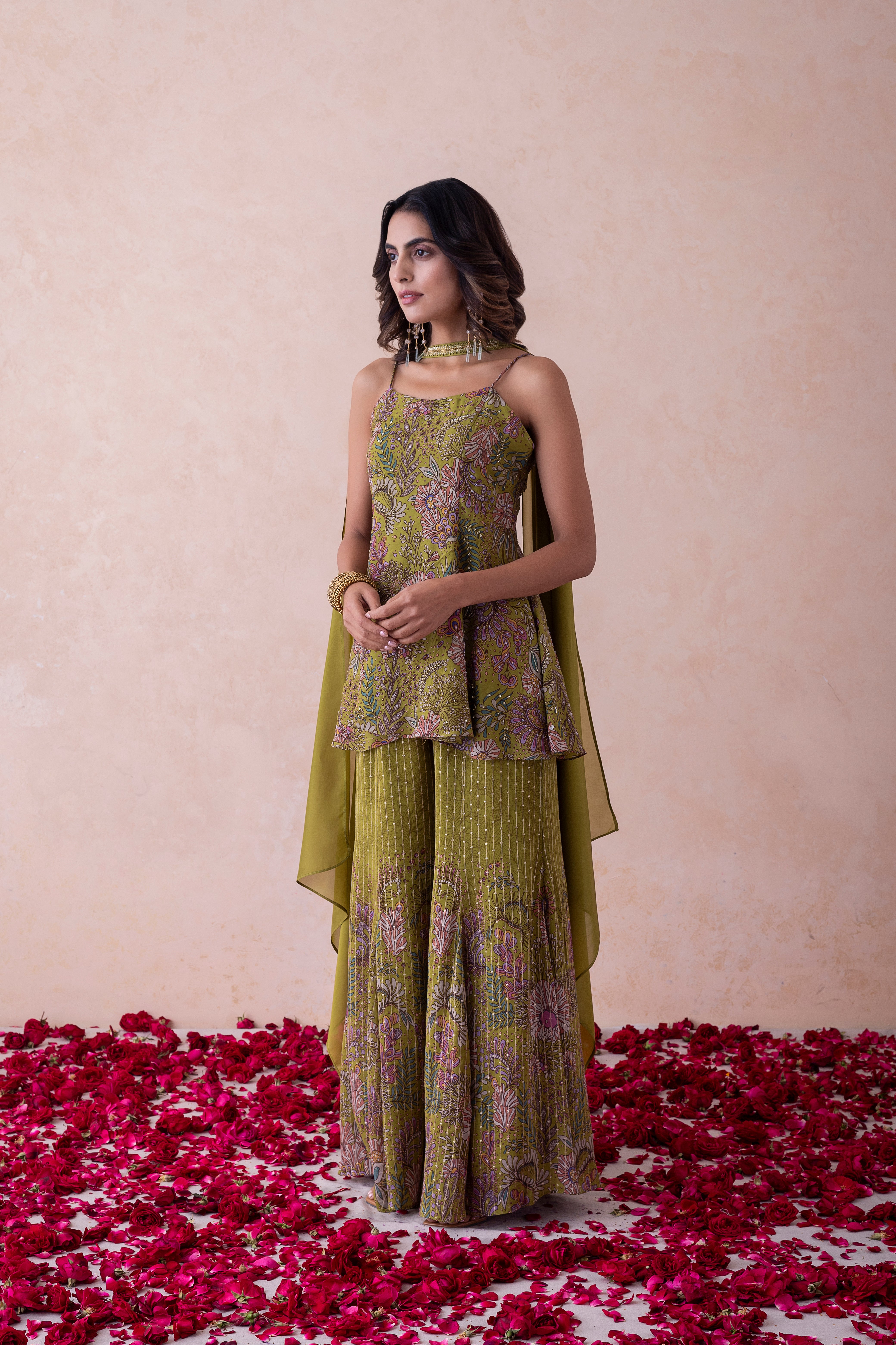 Reha Kurta with Sharara Pants and a Chocker Dupatta