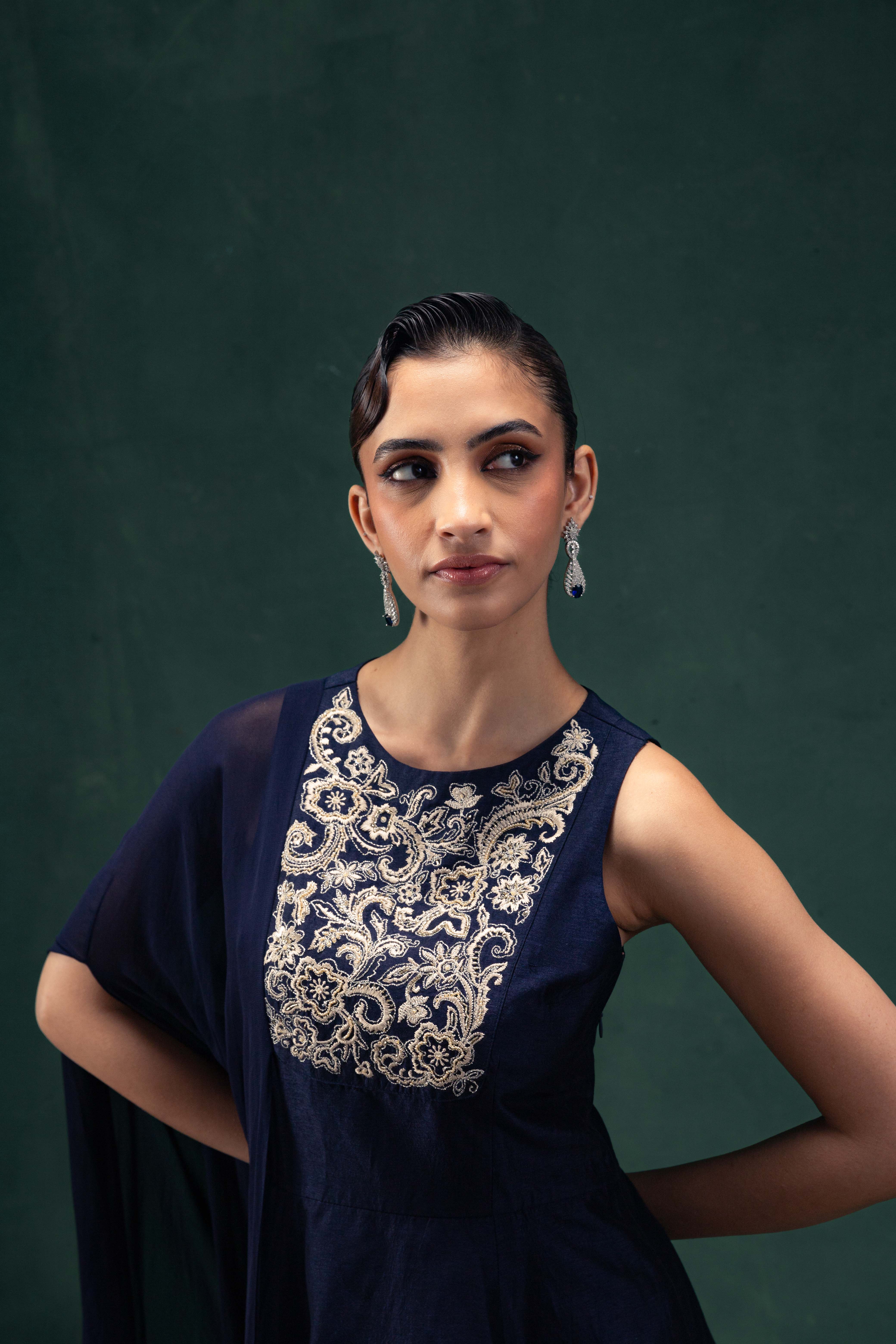 Ishani Peplum Top with Cape and Palazzo Pants