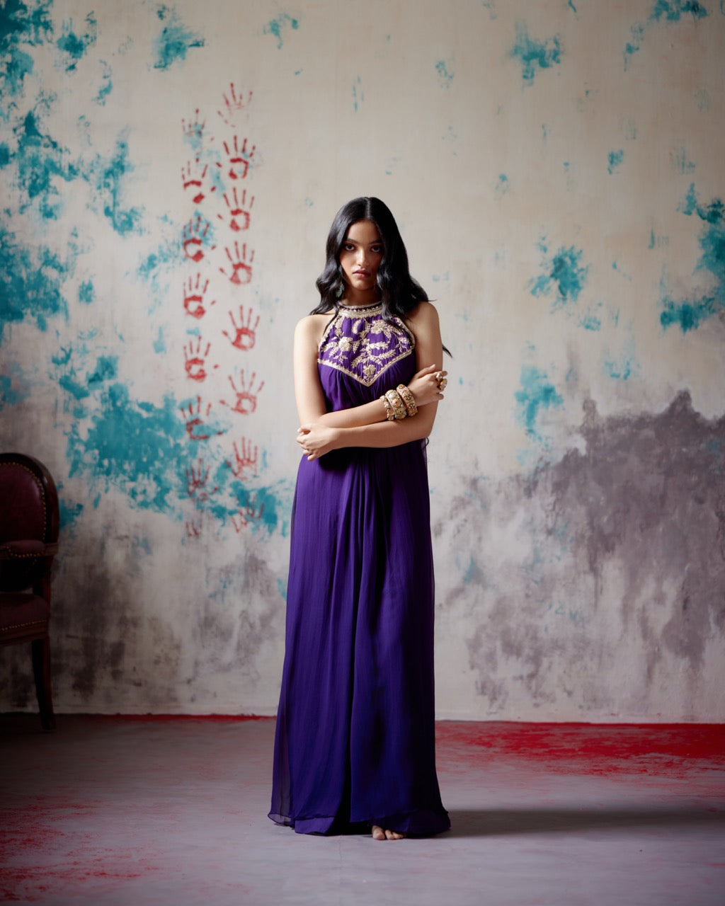 Purple Halter Neck Dress