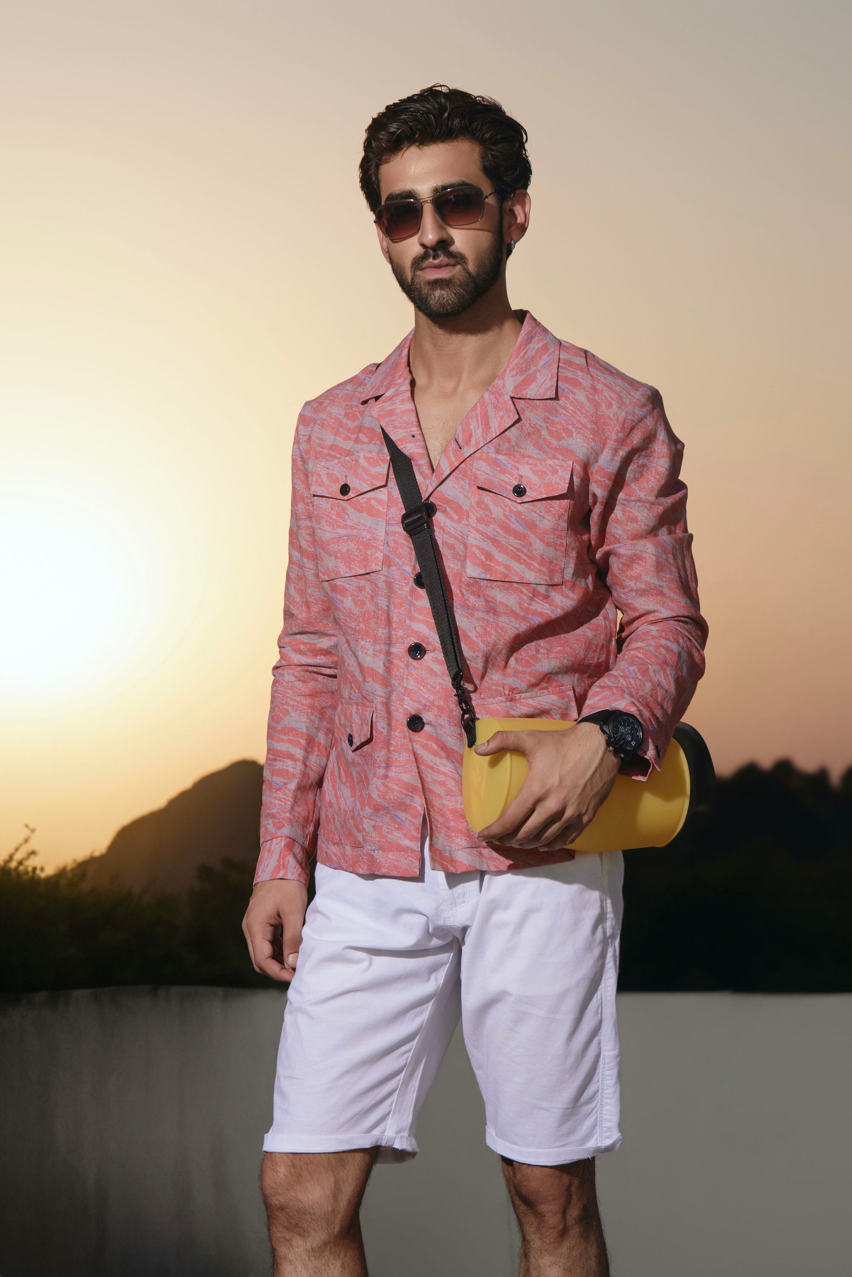 Red Print Linen Shacket