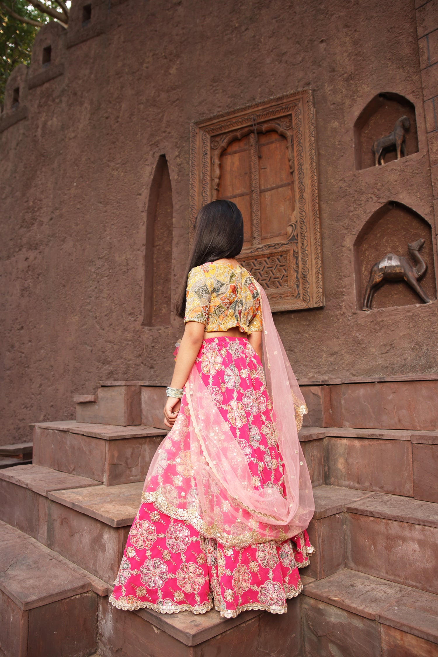 Yellow Embroidery Choli with Lehenga