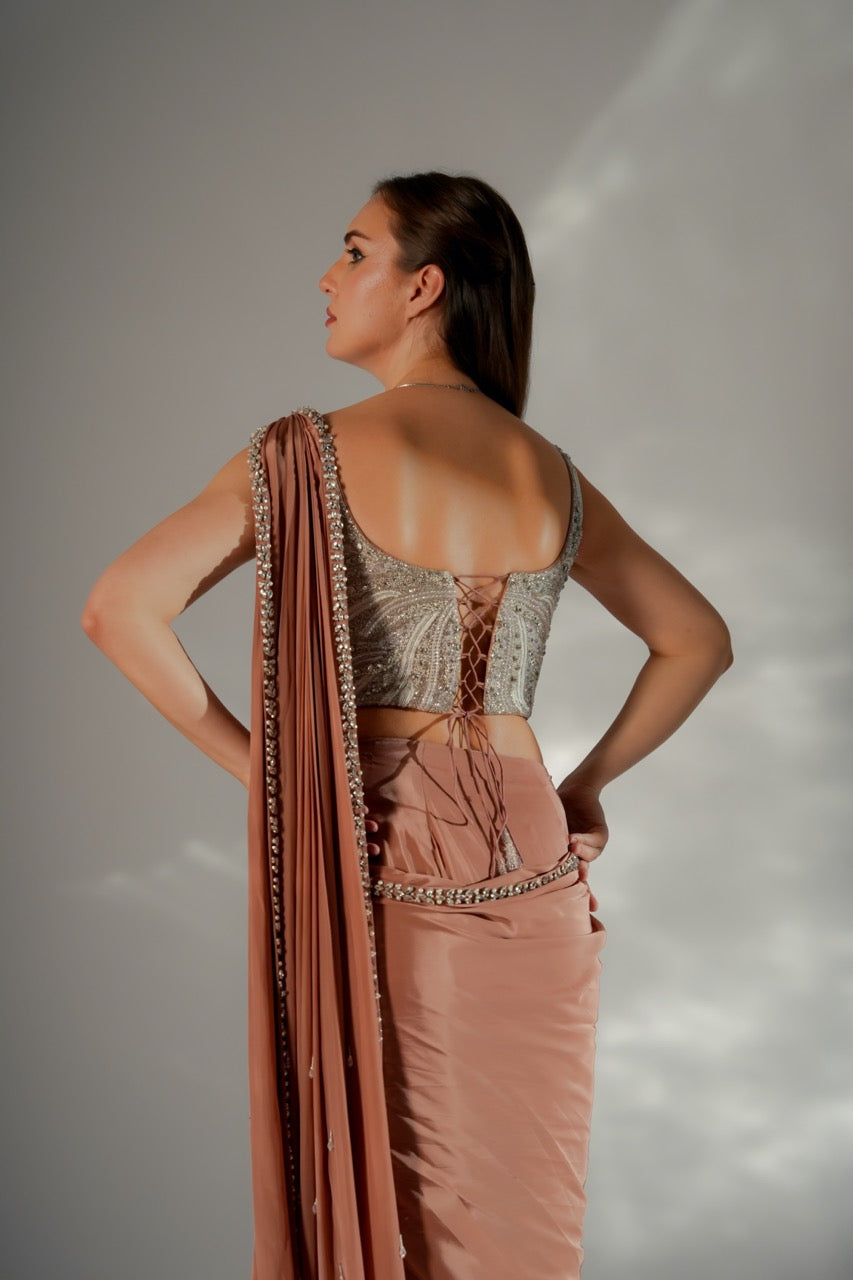 Zarina pearl drape saree