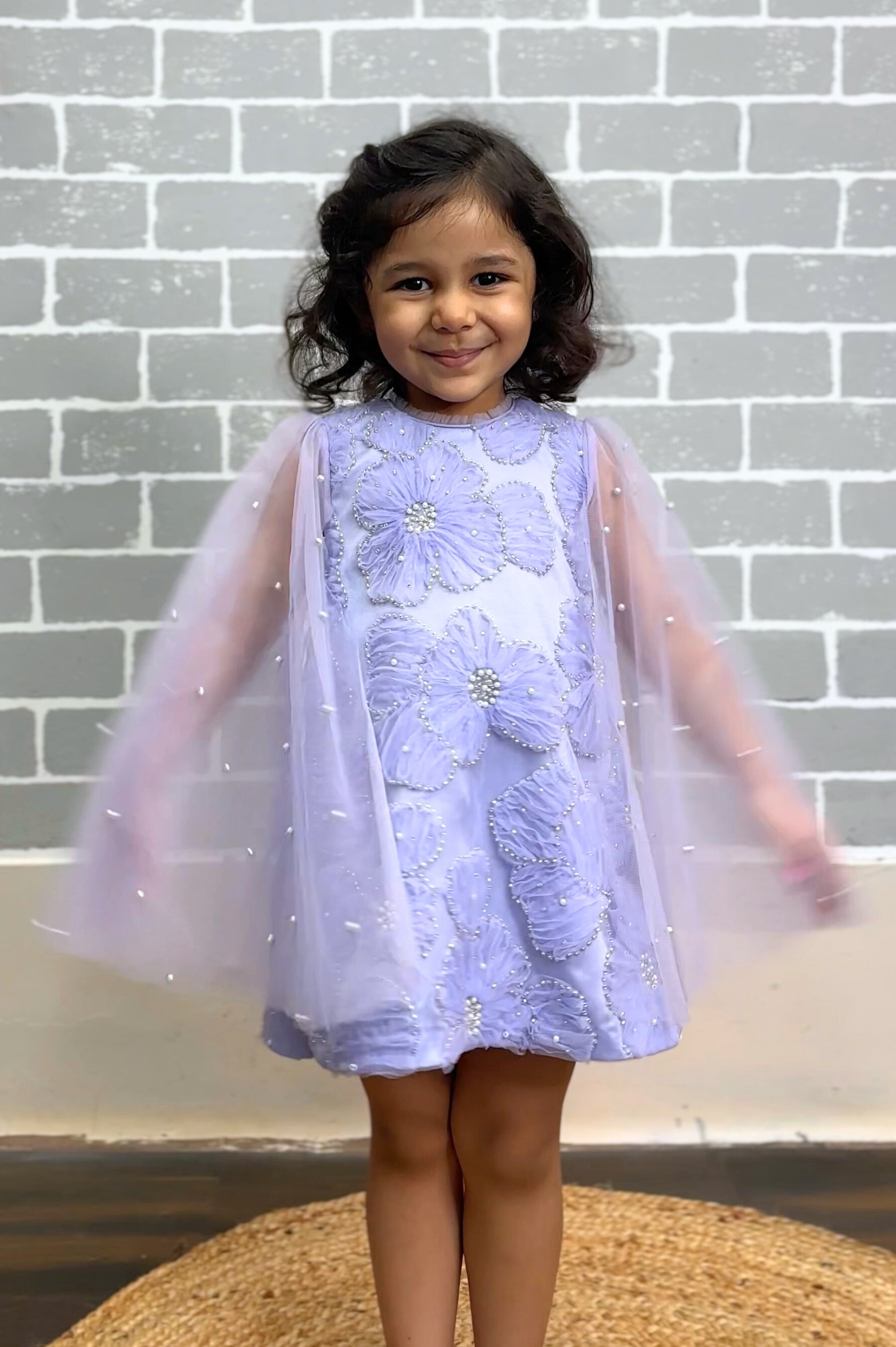 Lilac Flower Cape Dress