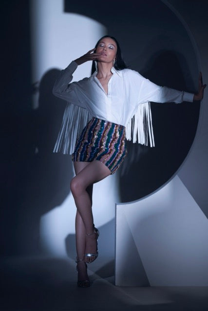 White Cotton Fringed Shirt