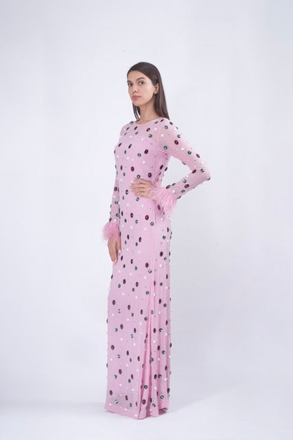 Pink Embellished Midi Dress
