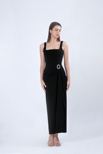Black Corset Midi Dress