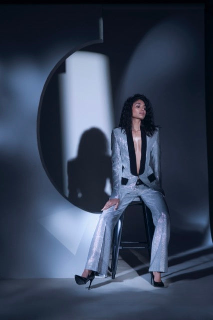 Silver Embellished Tux Set