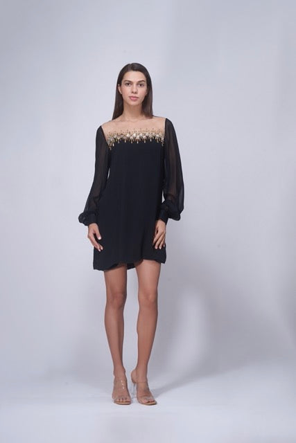 Black Embellished Shift Dress