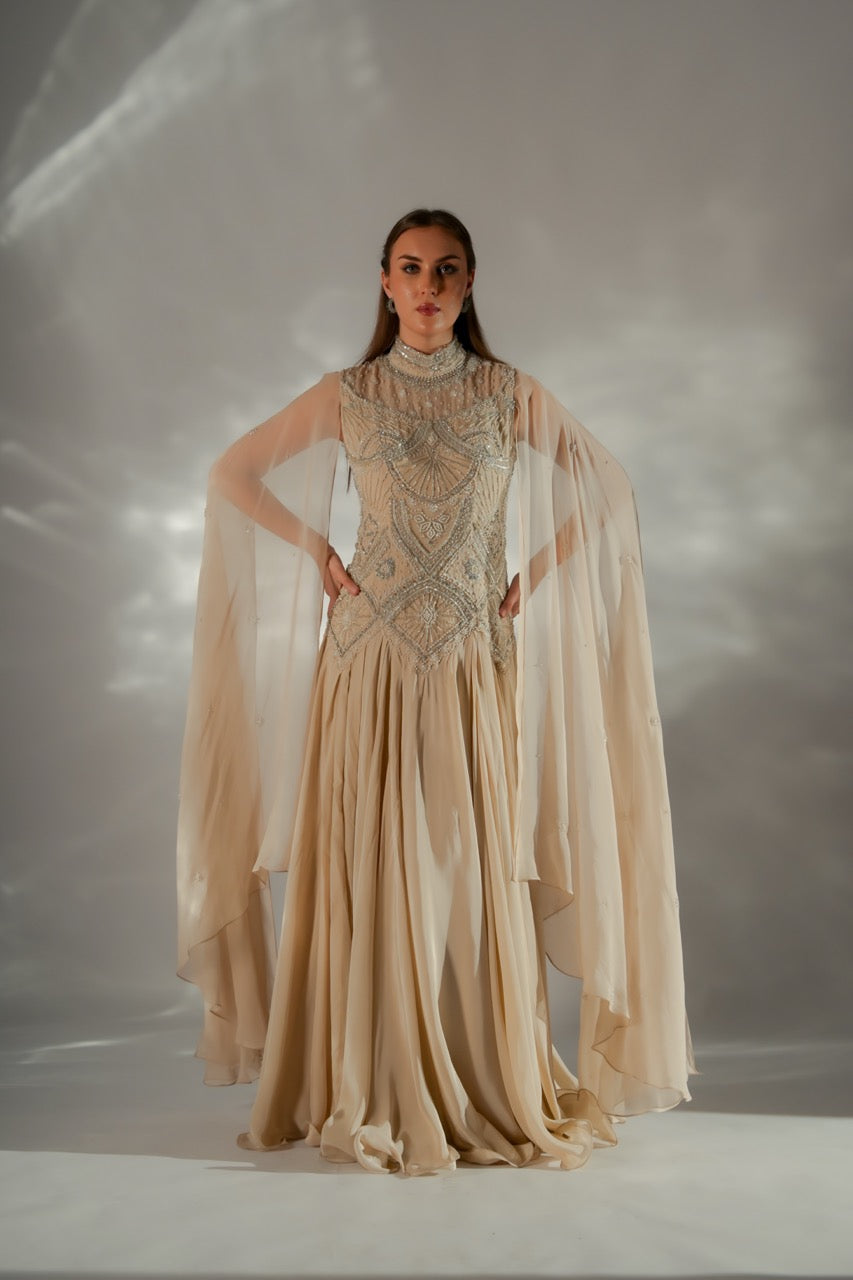 Celeste cape gown