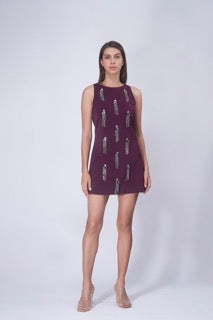 Merlot Embellished Mini Dress
