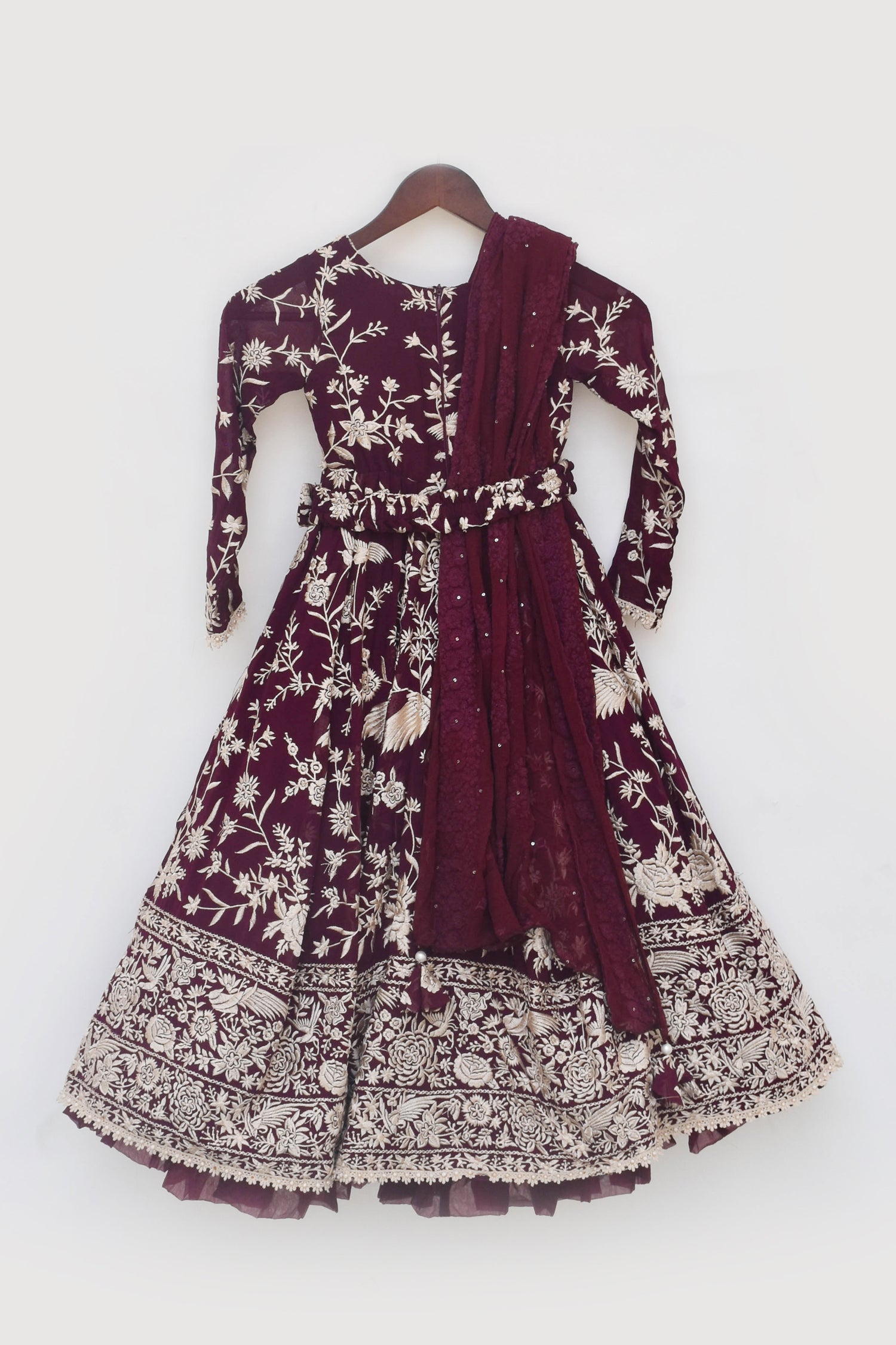 Burgandy Parsi work Anarkali