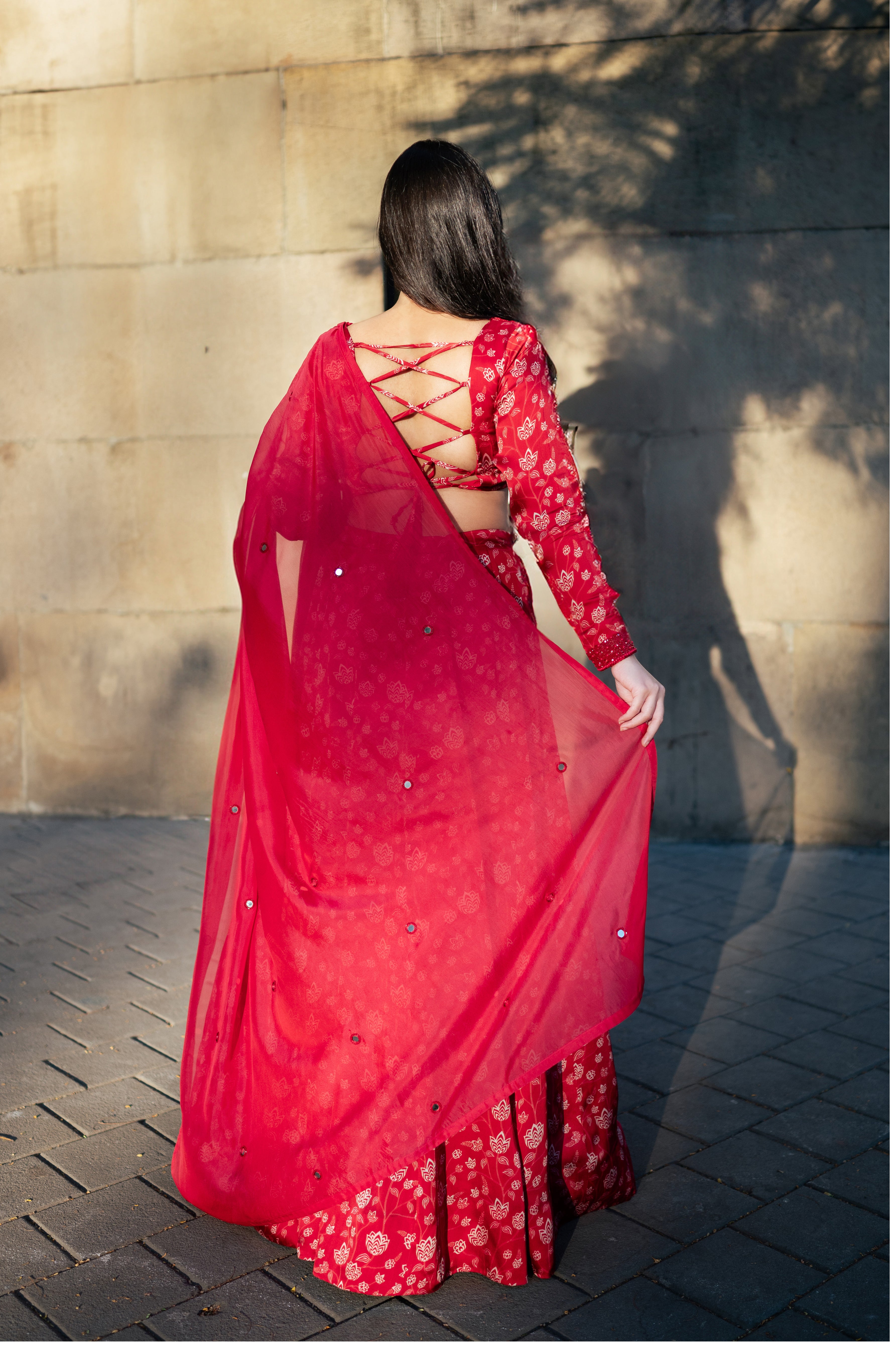 Red Floral Lehenga