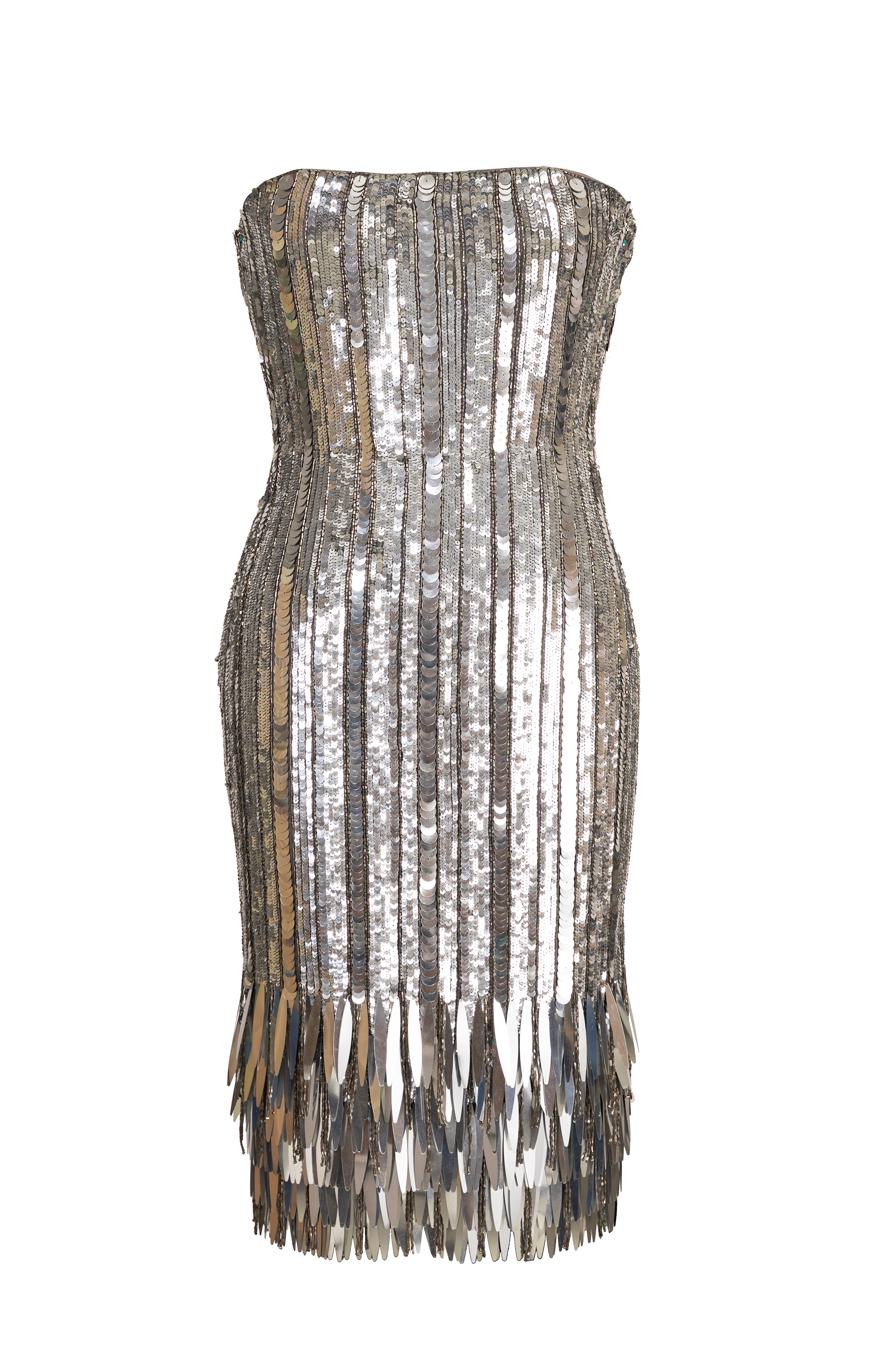 Silver Embellished Sequin  Mini Dress
