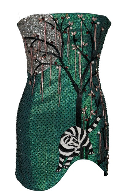 Green Embellished Mini Tube Dress
