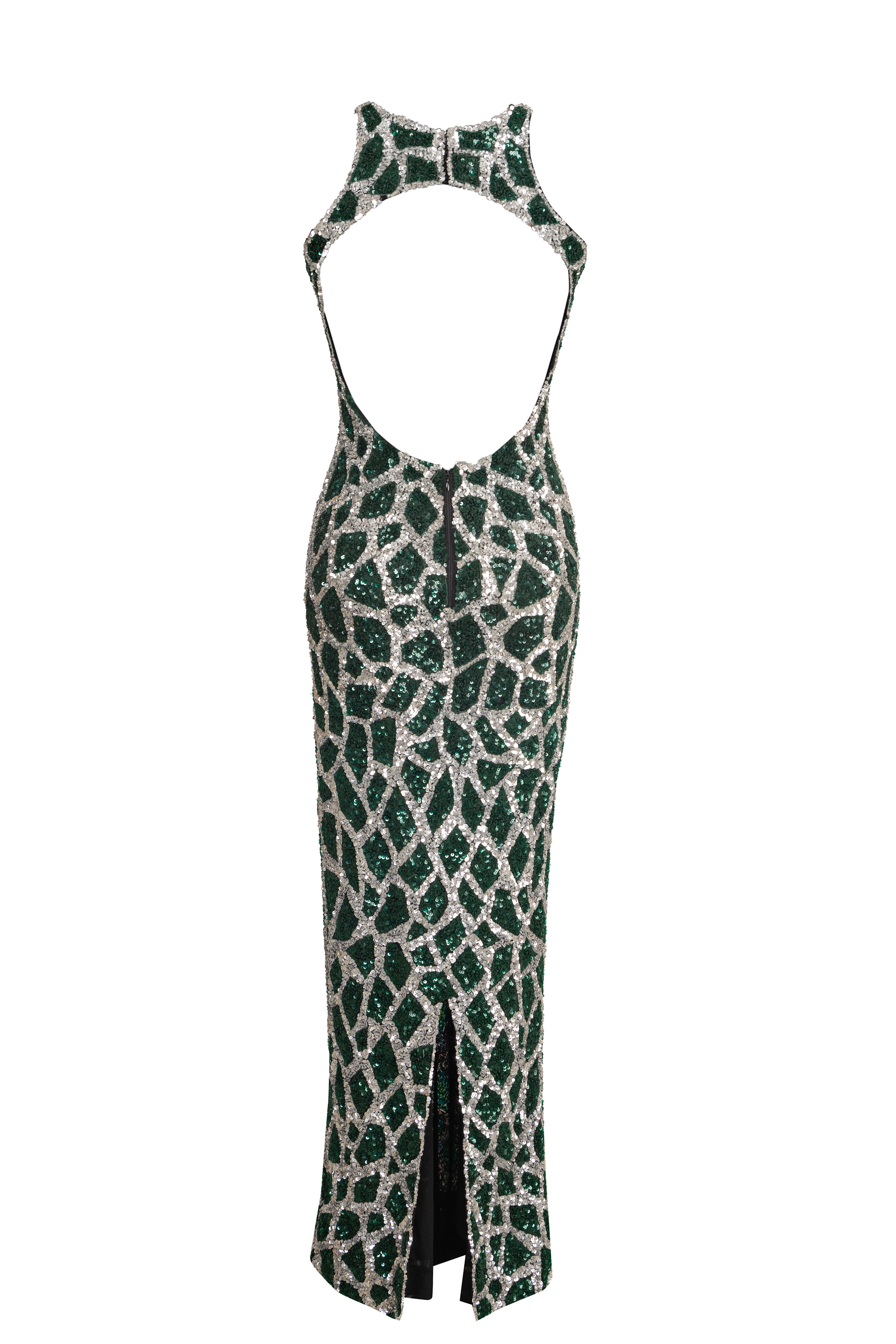 Silver and Green Embellished Gown