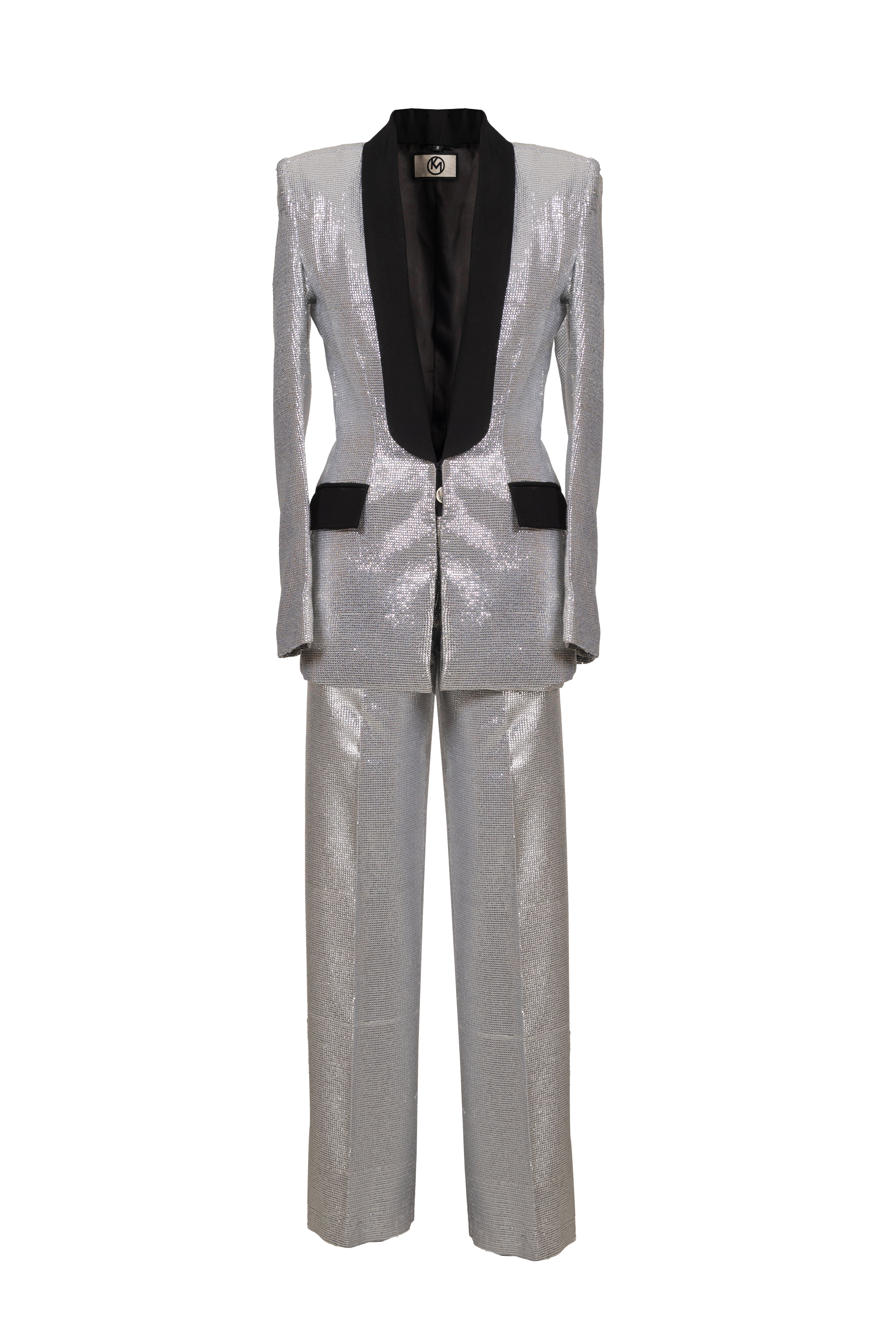 Silver Embellished Tux Set