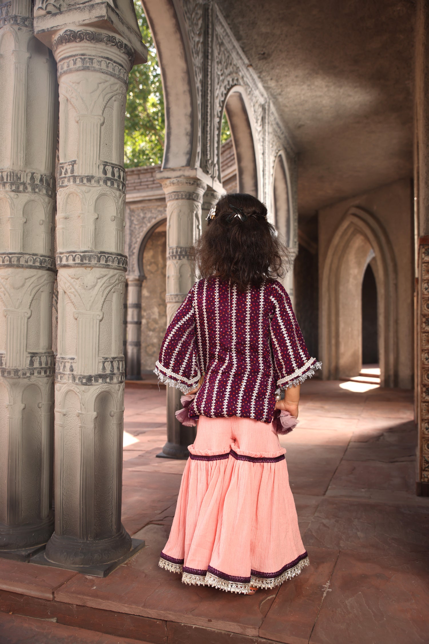 Purple Printed Kurti with Sharara