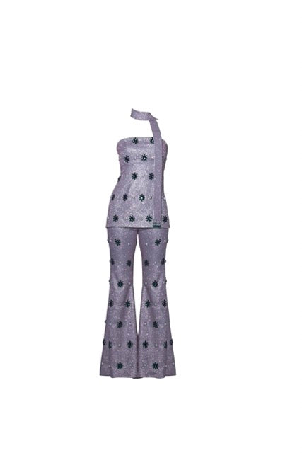 Pink Embellished Tube Top and Pants Set