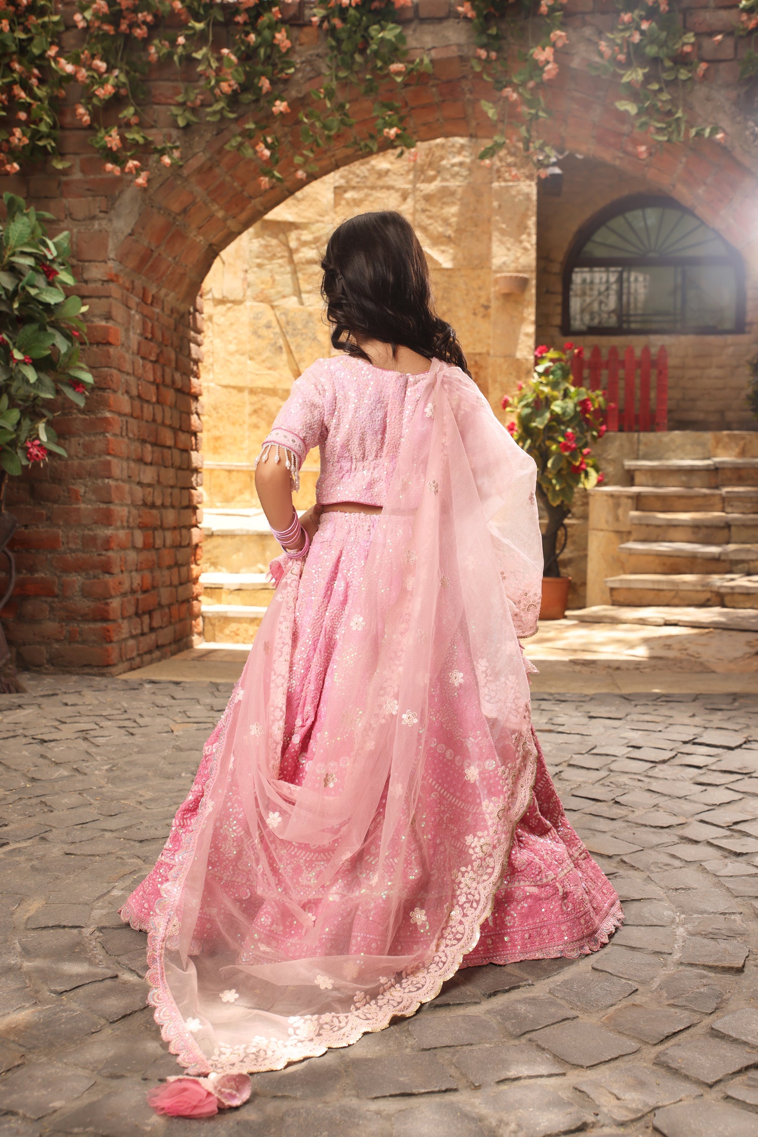 Pink Sequence Embroidery Lehenga Choli