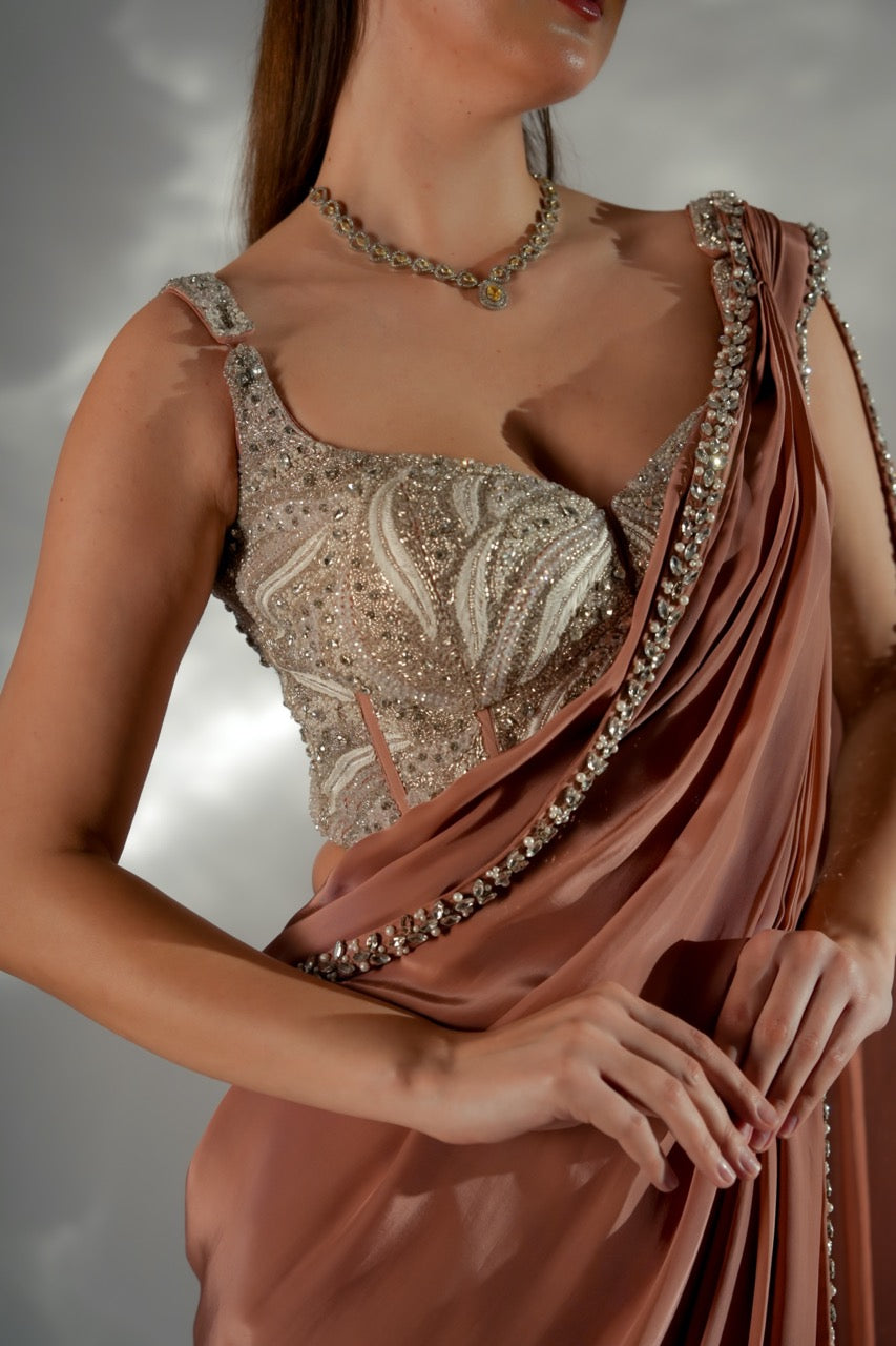 Zarina pearl drape saree