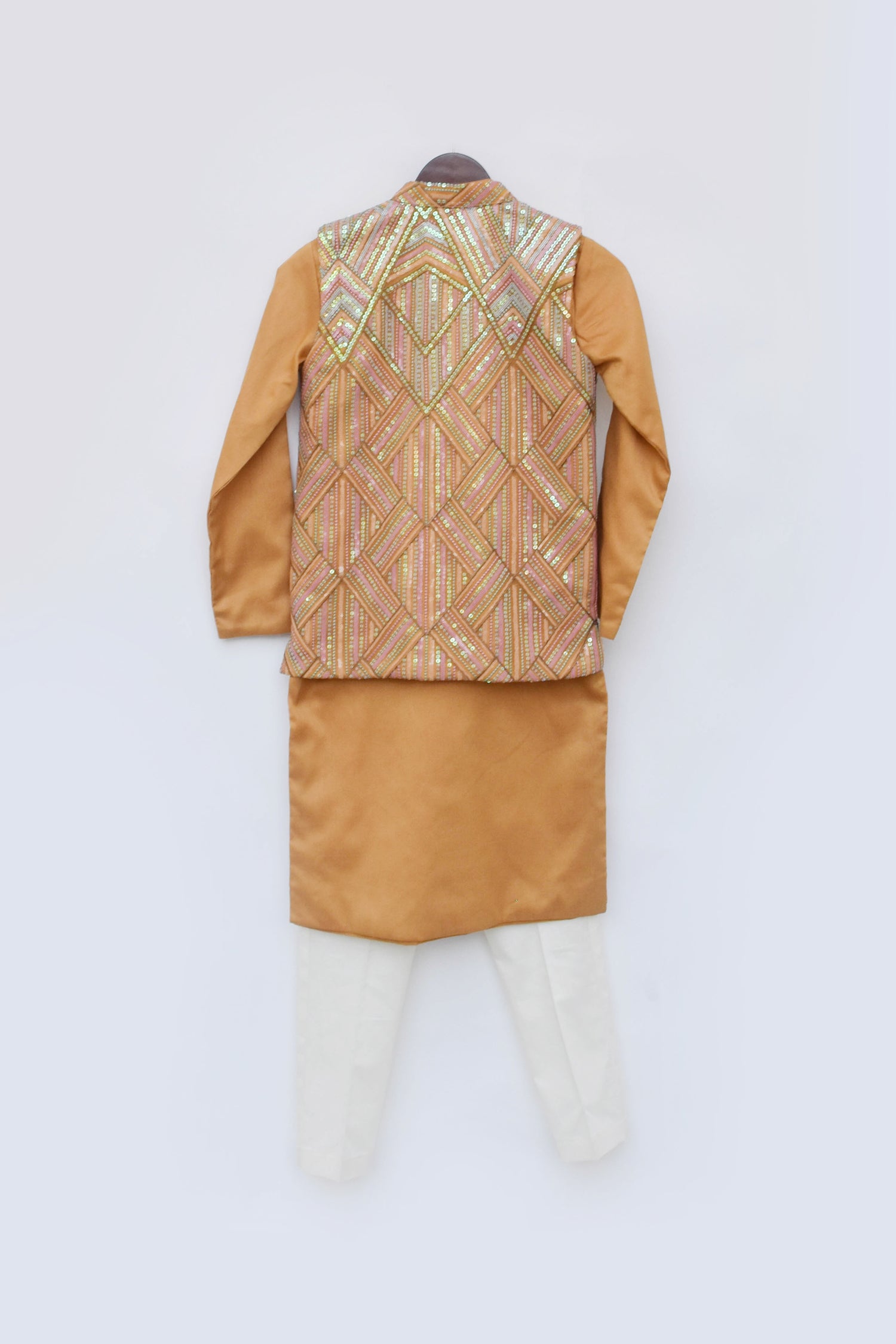 Mustard Yellow Embroidered Nehru Jacket Set