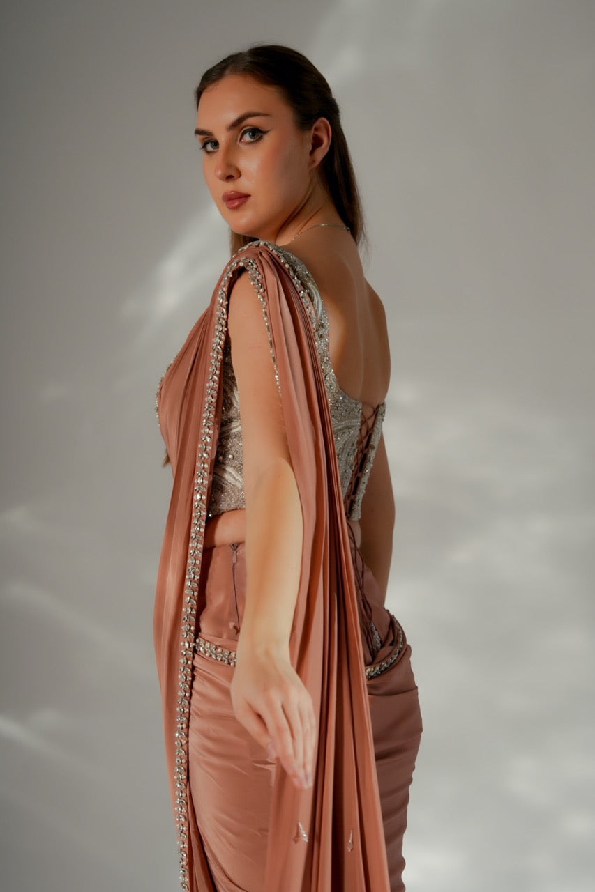 Zarina pearl drape saree