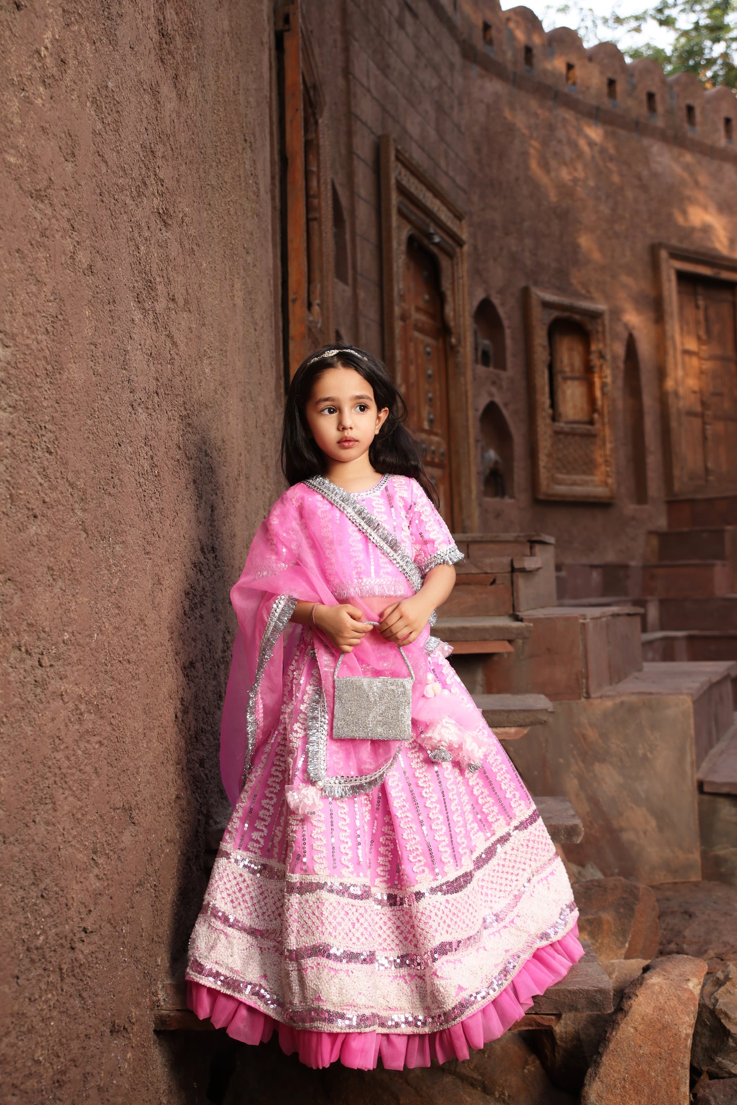 Hot Pink Embroidery Lehenga Choli