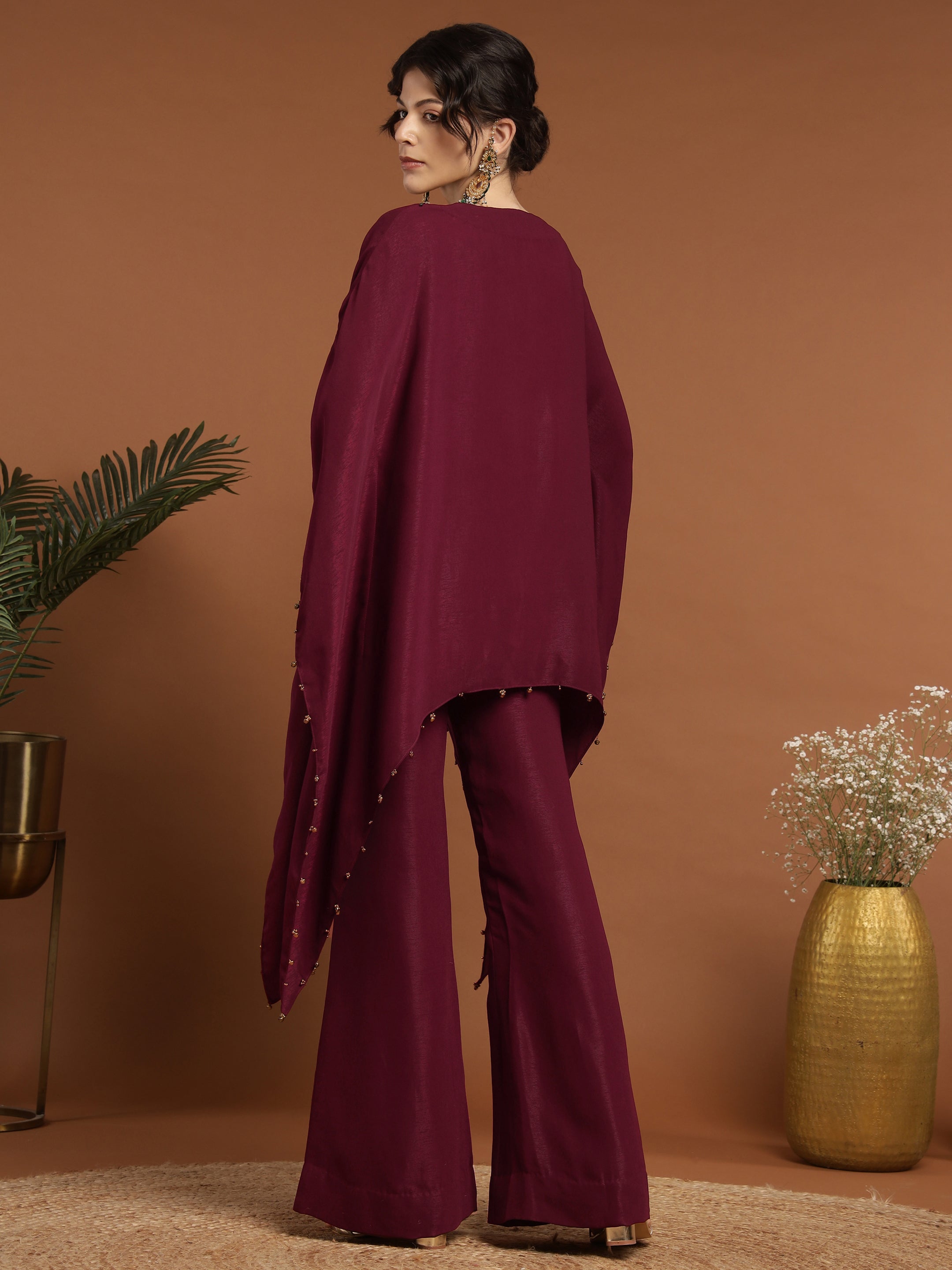 Wine Kaftan Set