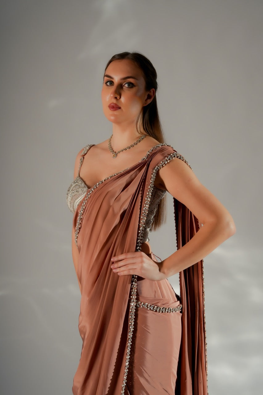 Zarina pearl drape saree