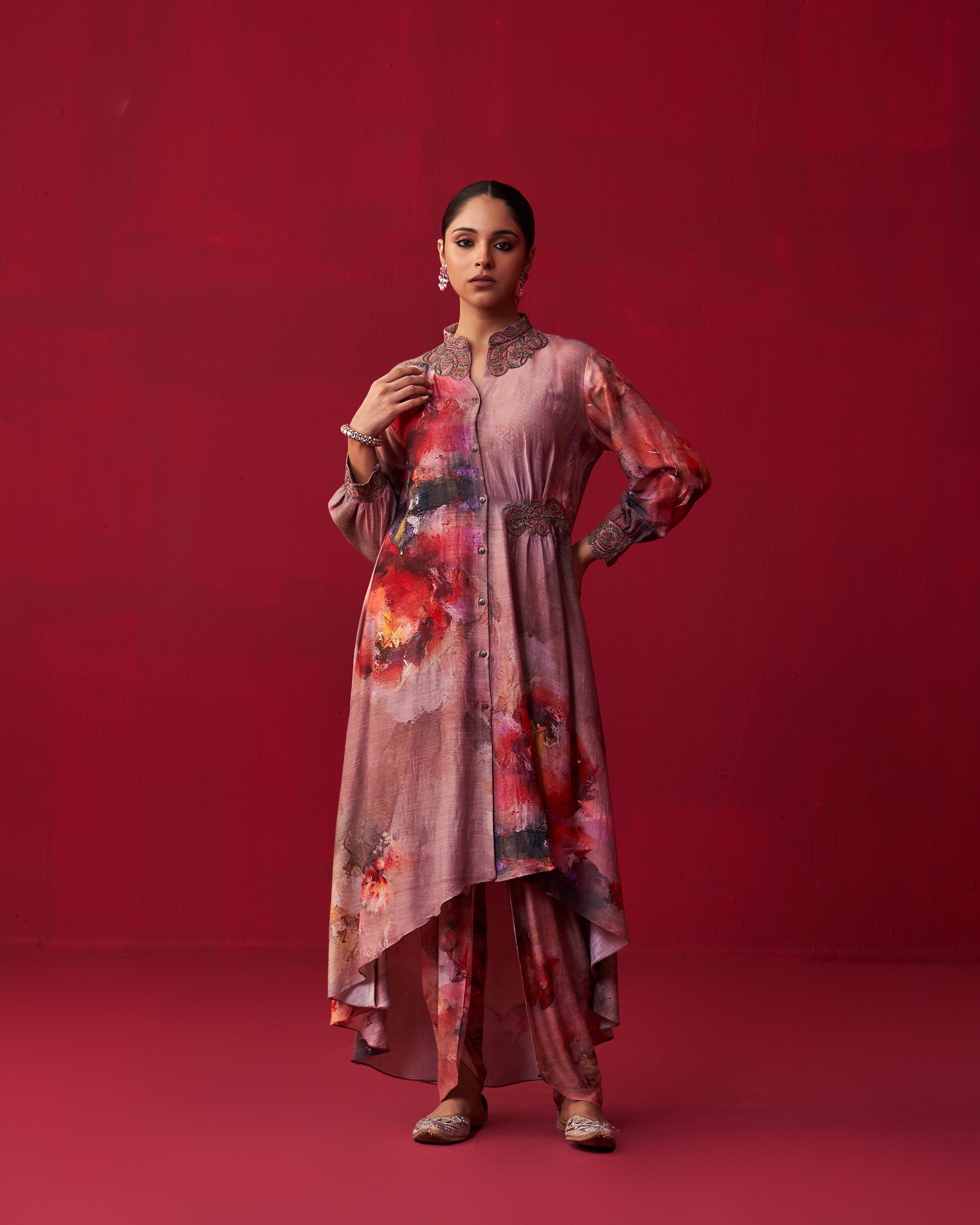 Metallic Bliss Shirt Style Tunic, and Dhoti Pants Set