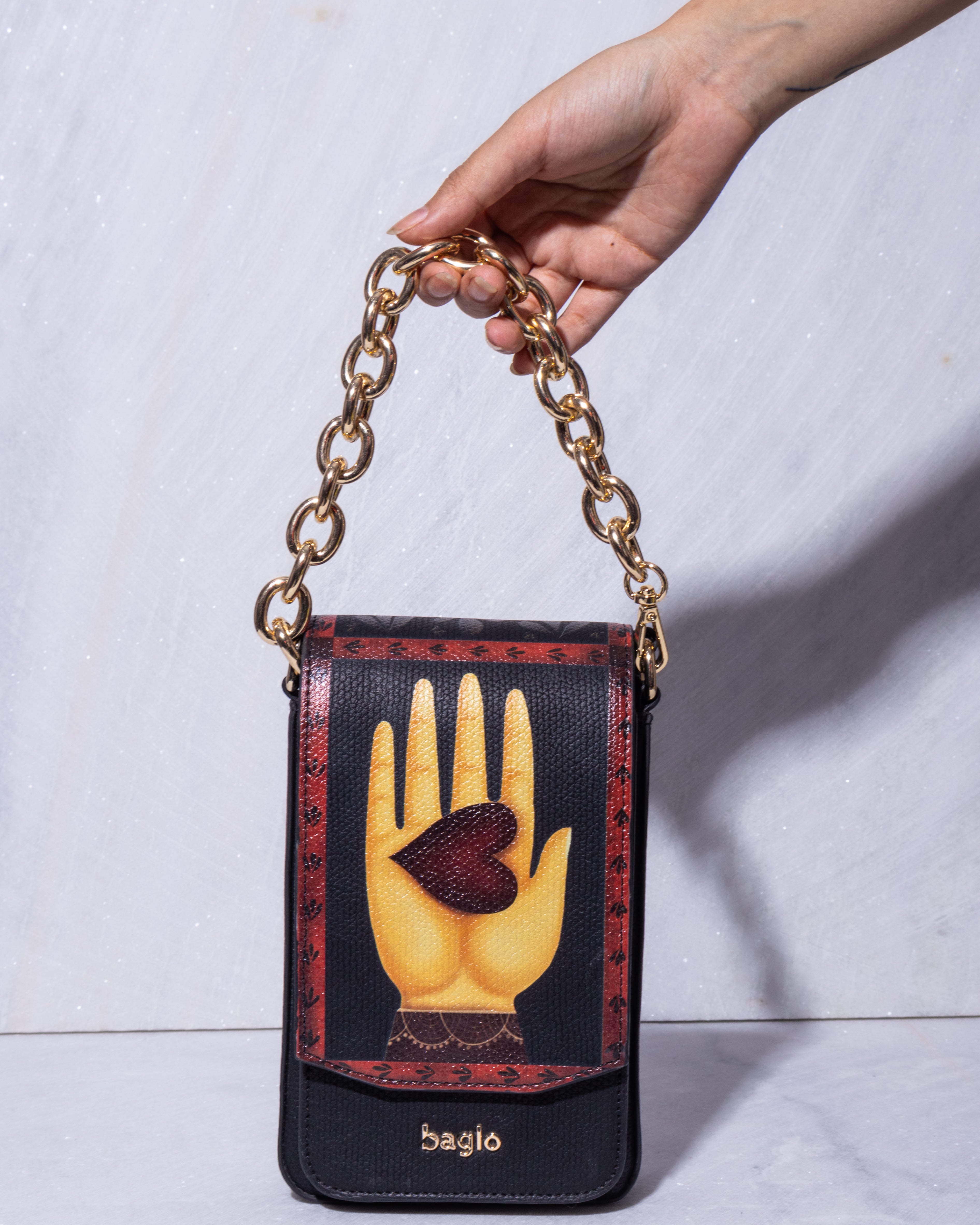 ABSTRACT BUNDLE TELEPHONE BAG Black
