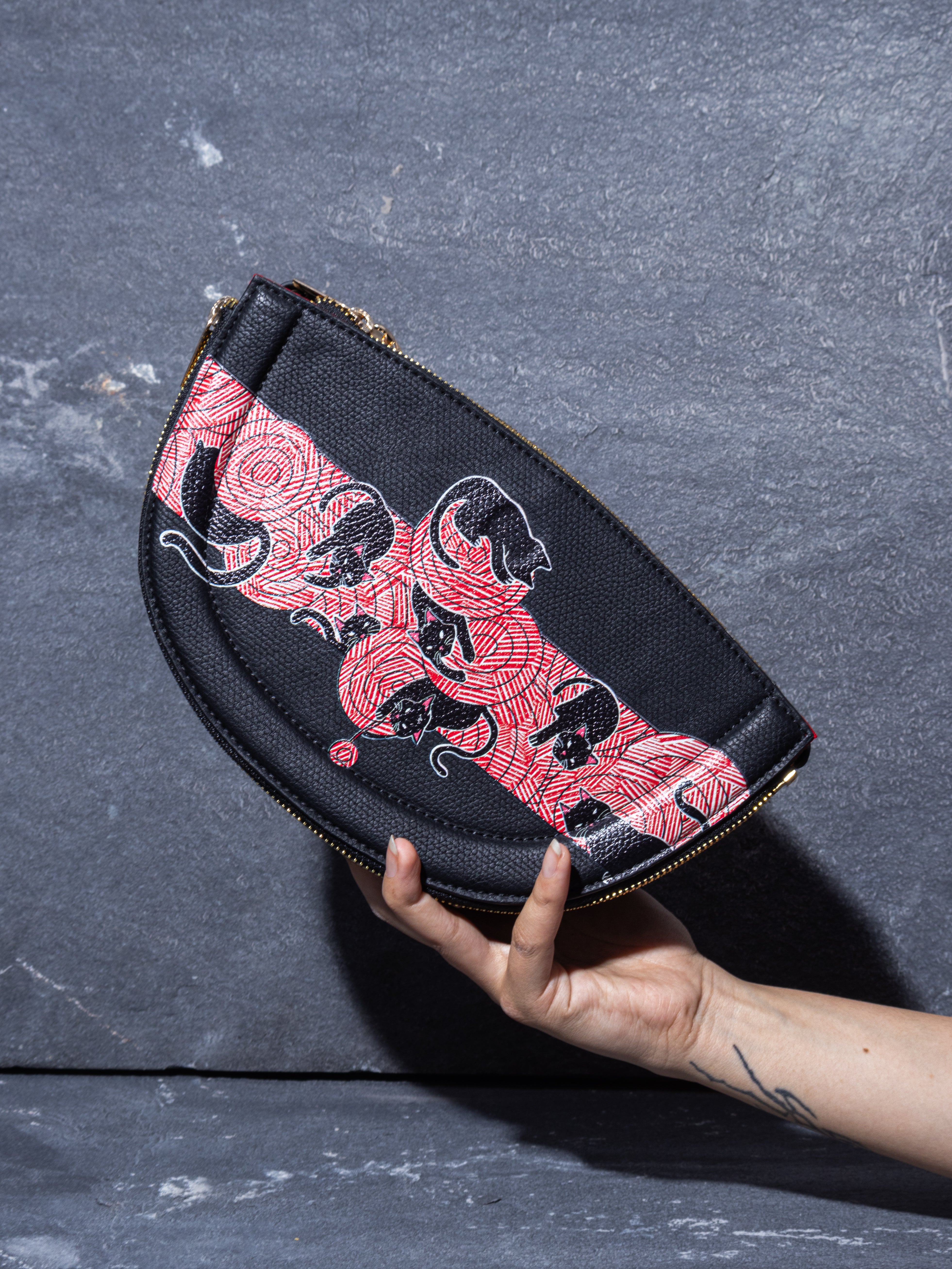 The Knitty Kitties Half Moon Sling Bag