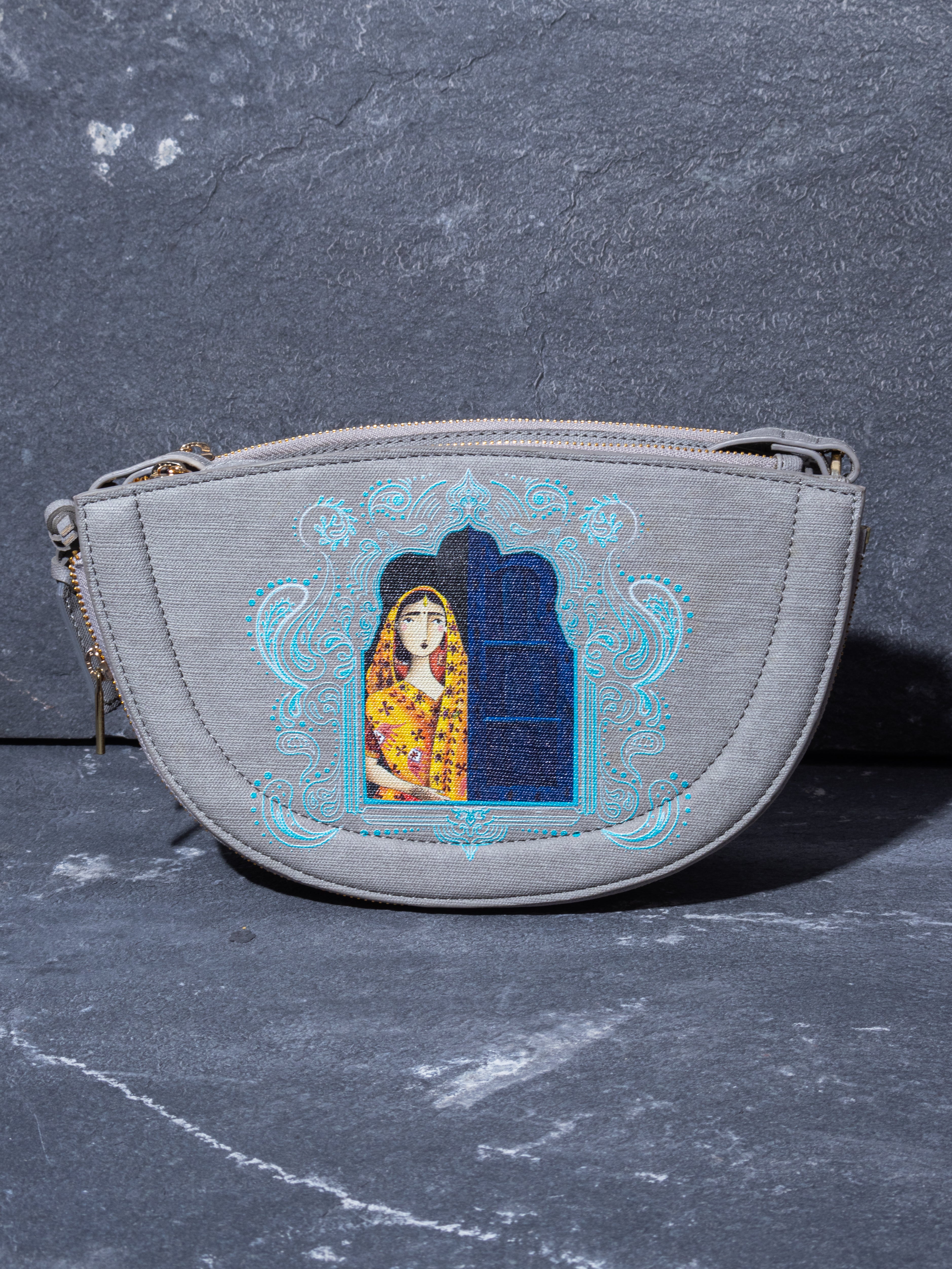 ABSTRACT BUNDLE HALF MOON BAG Grey