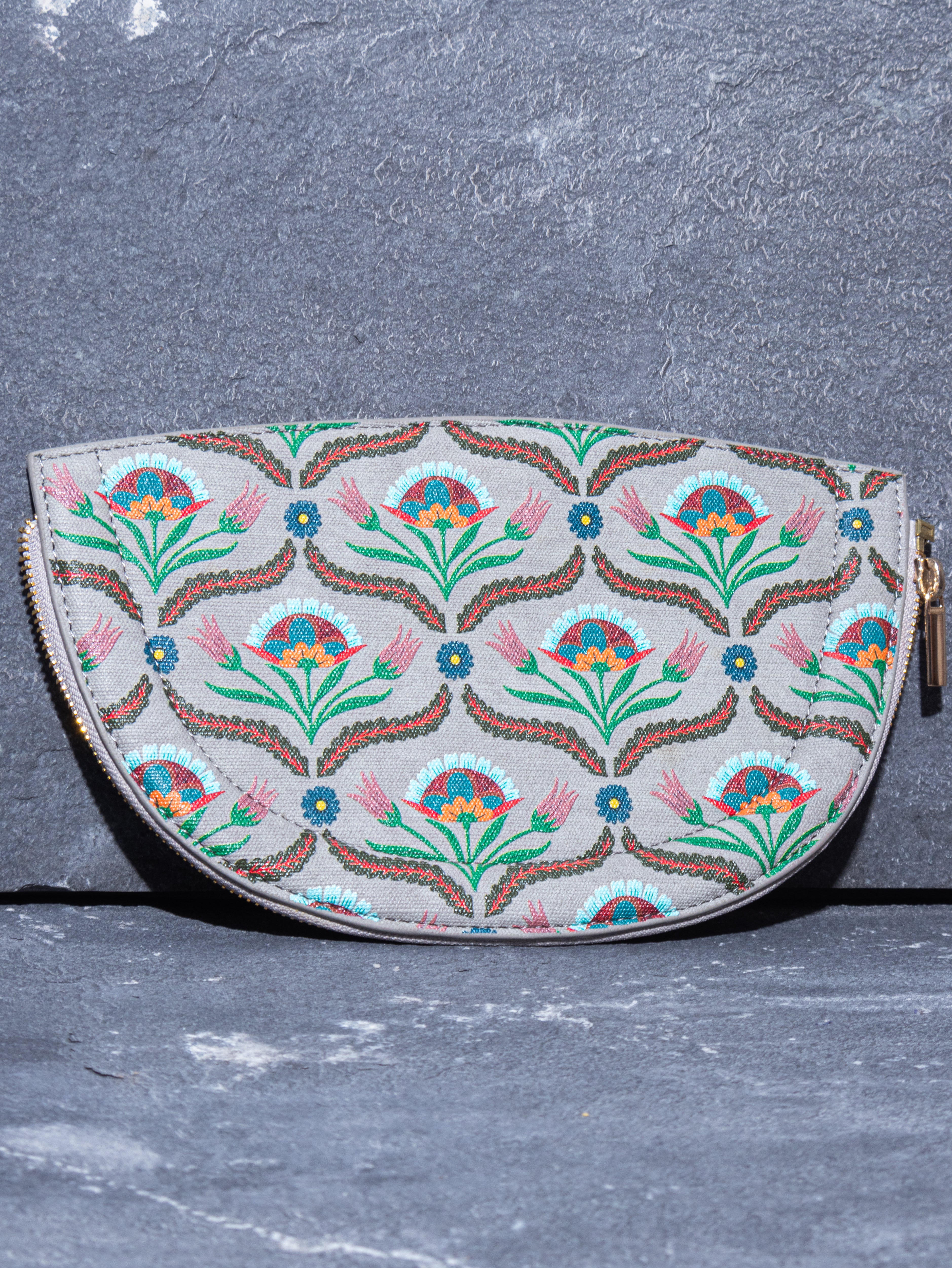 FLORAL BUNDLE HALF MOON BAG Grey