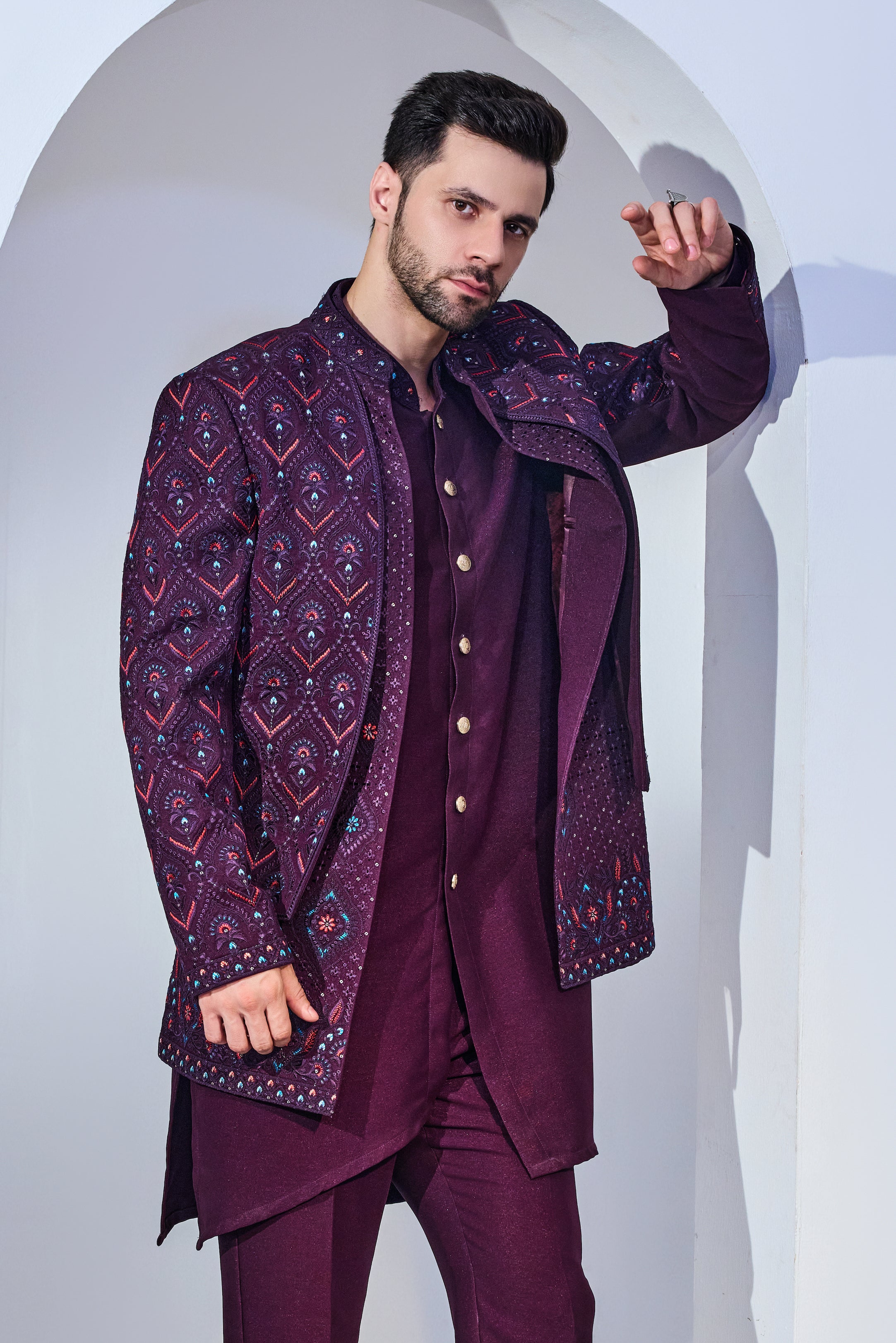 Wine Indo With Kurta And Pant