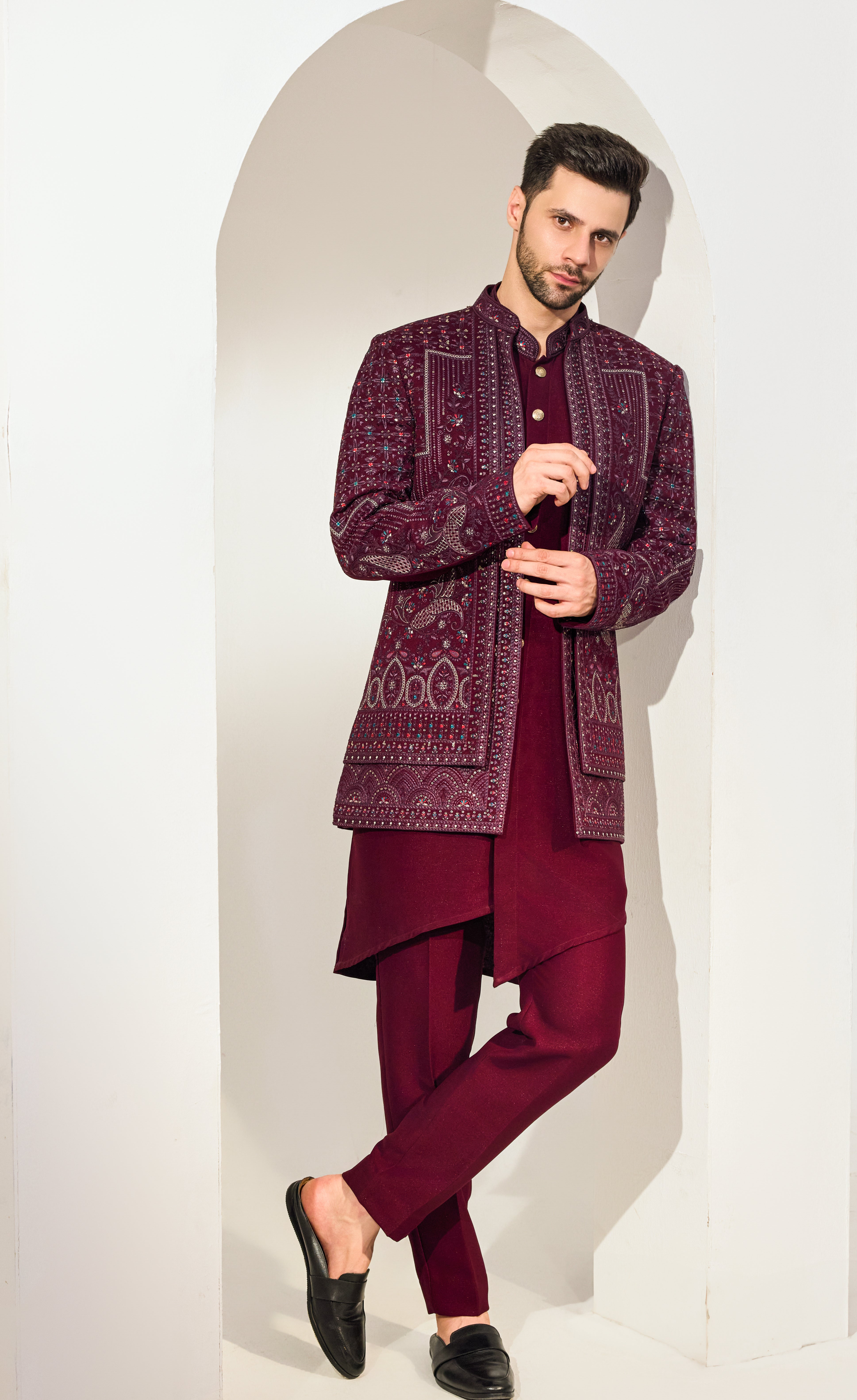 Maroon Indo With Kurta And Pant