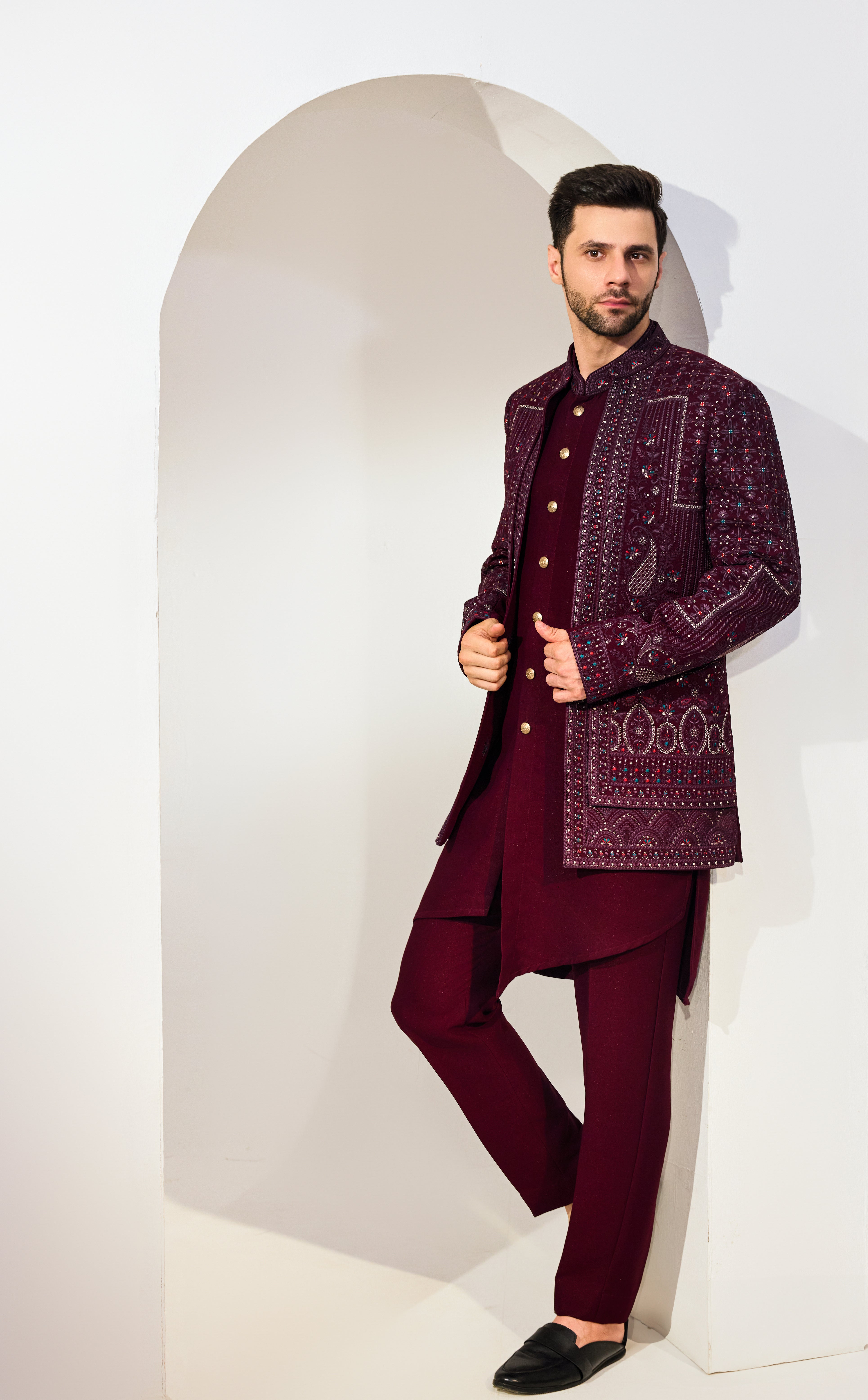 Maroon Indo With Kurta And Pant