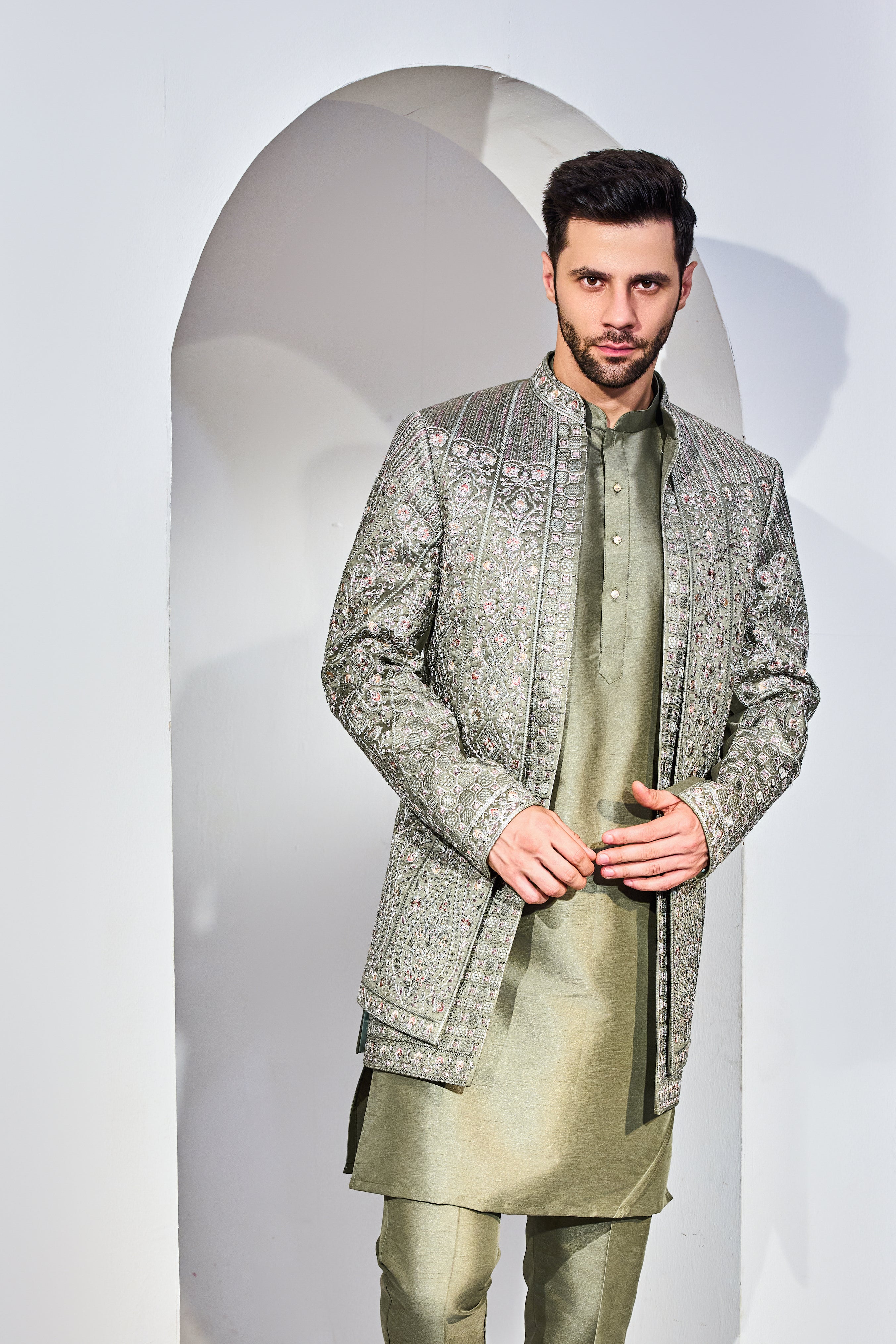 Green Indo With Kurta and Pant