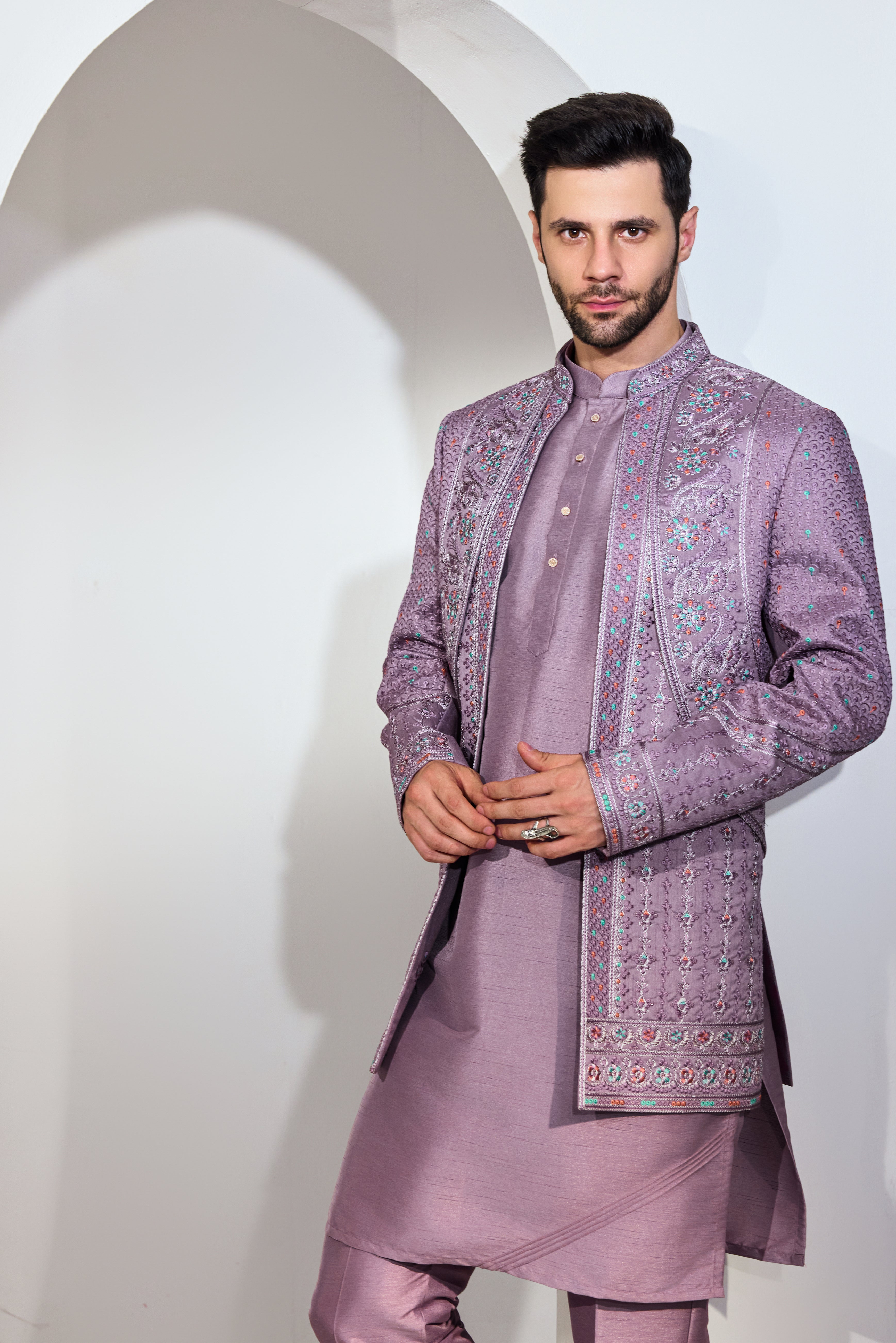 Grey Blue Indo With Kurta And Pant