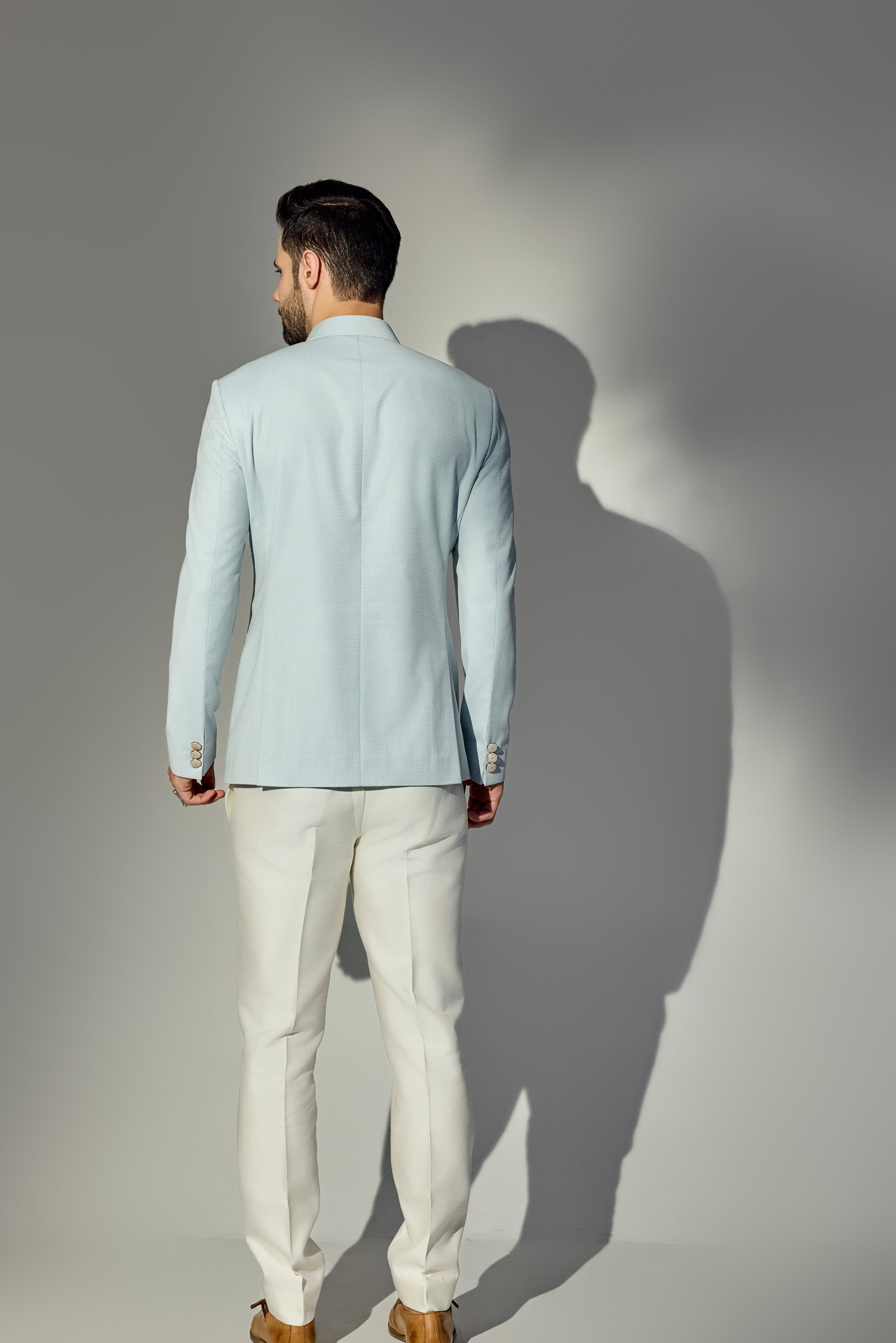 Light Blue Texture Bandhgala