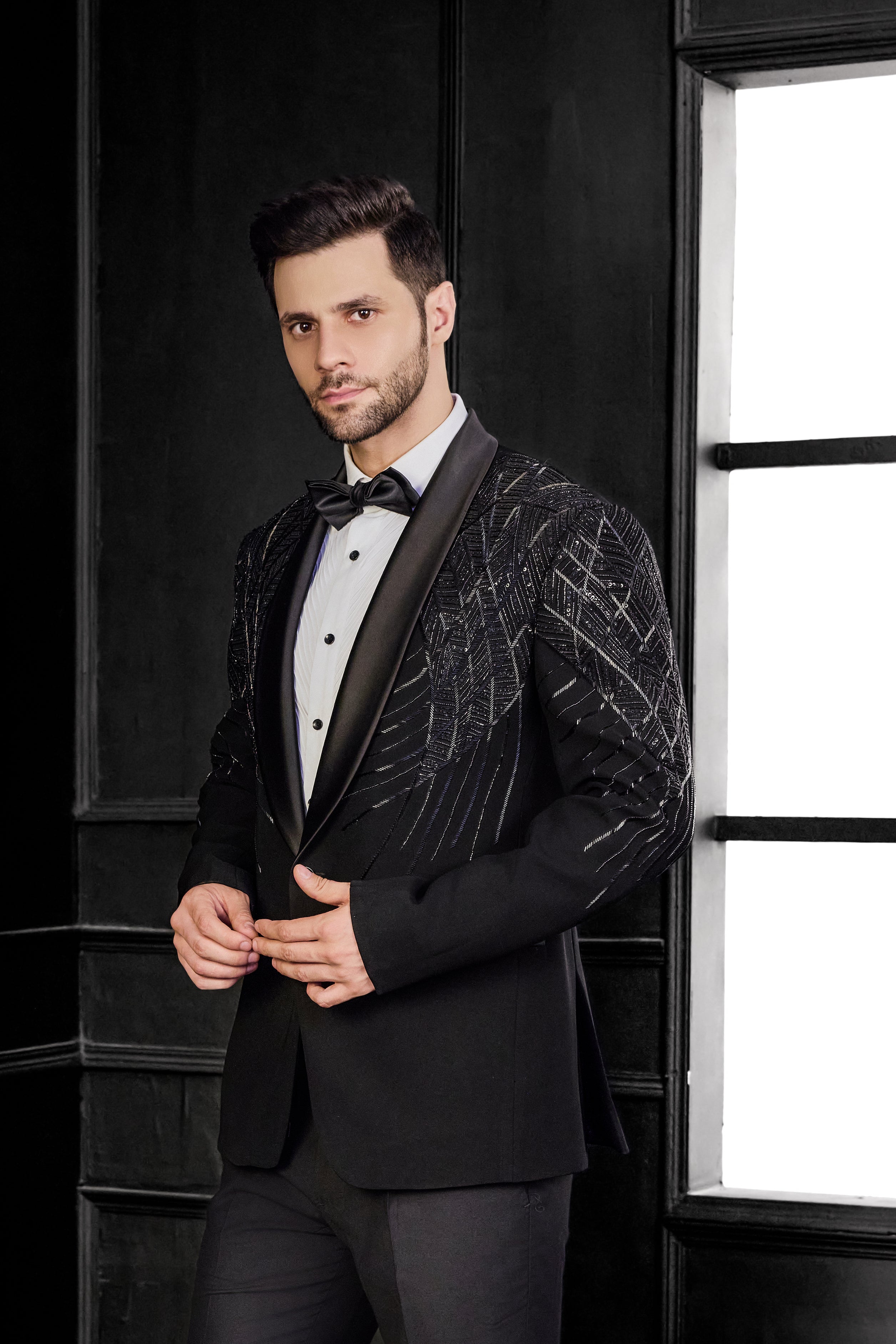 Black Katdana Embroidery Tuxedo