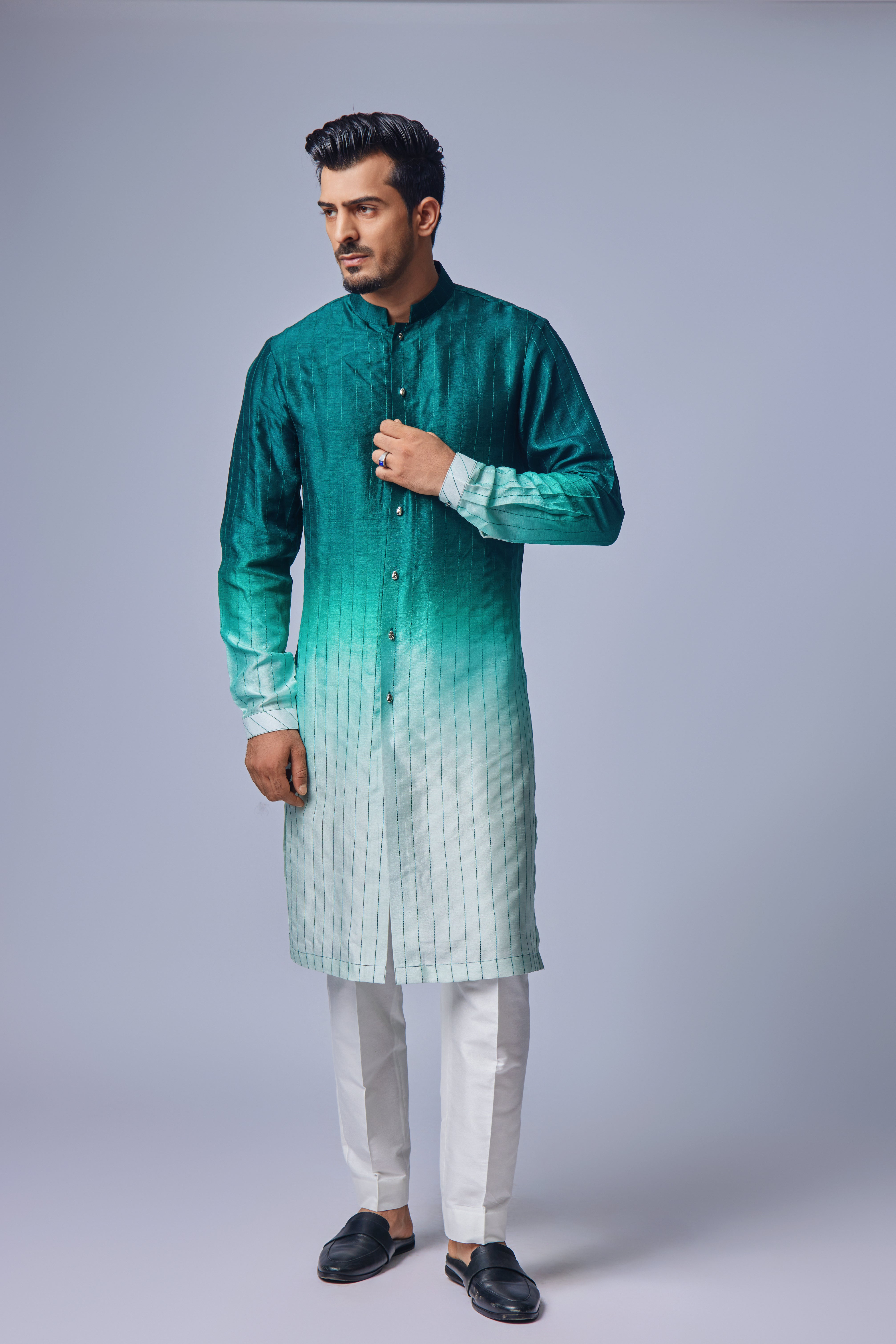 Sage Green Ombre Tagai Kurta Set