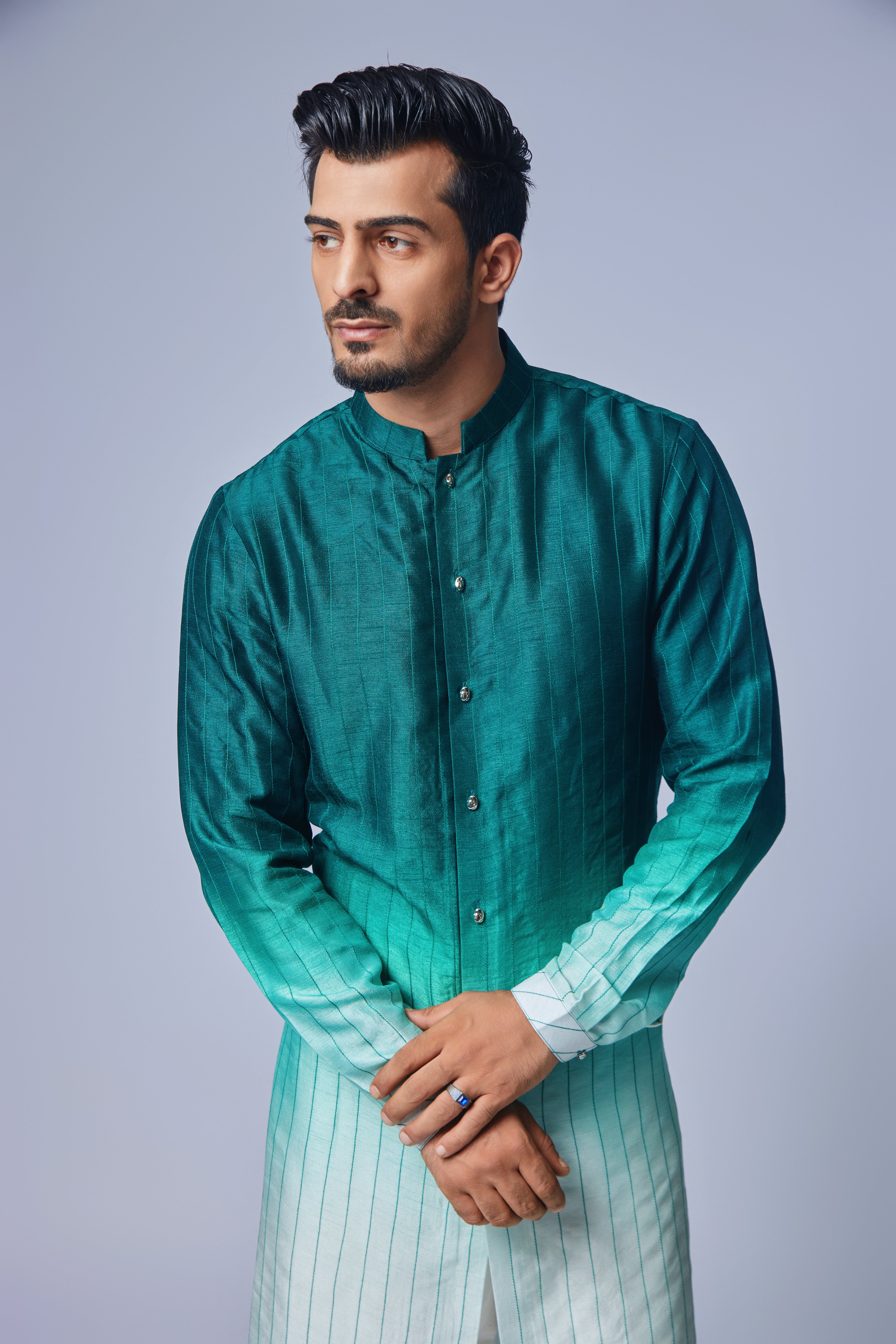 Sage Green Ombre Tagai Kurta Set