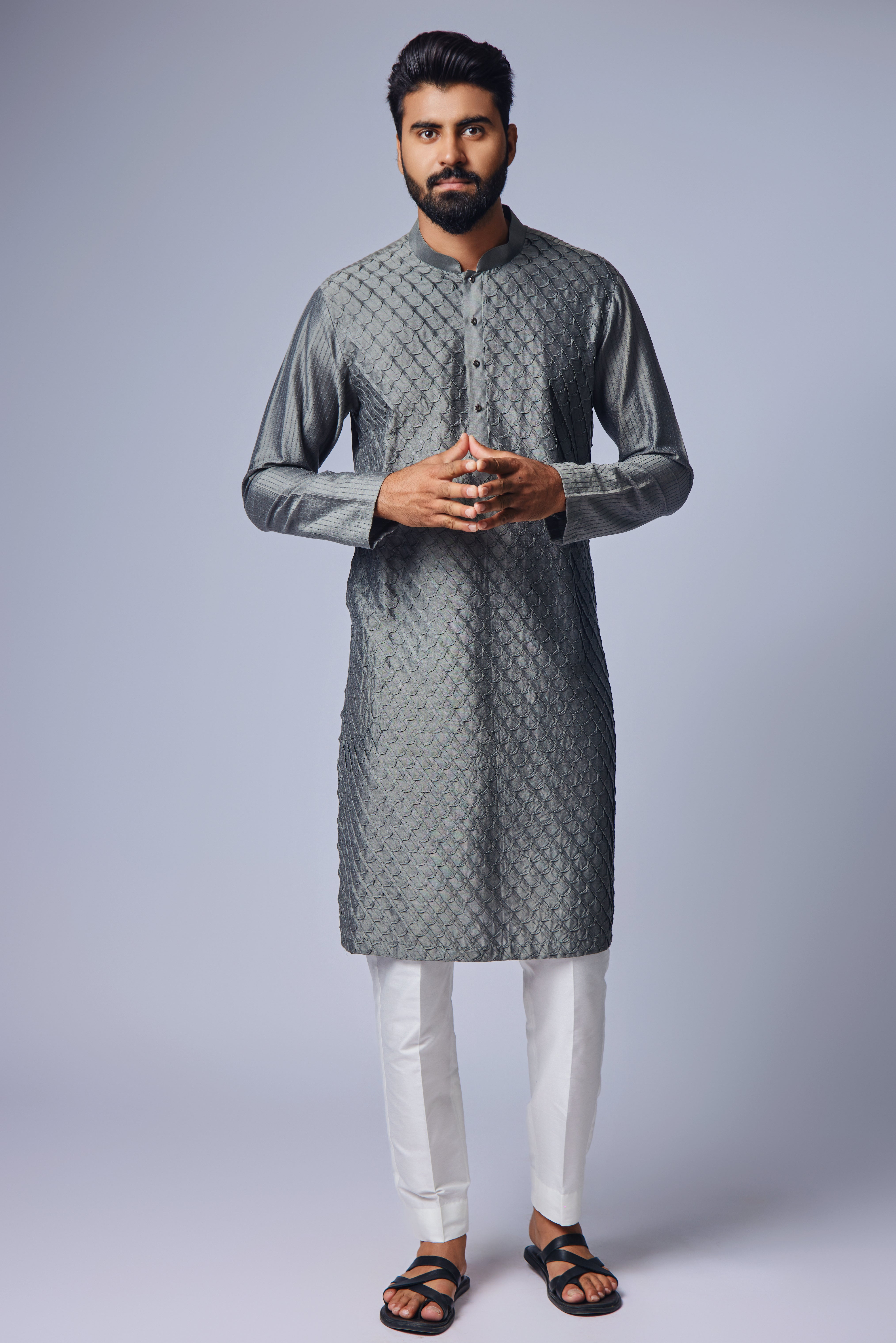 Grey Pintux Kurta Set