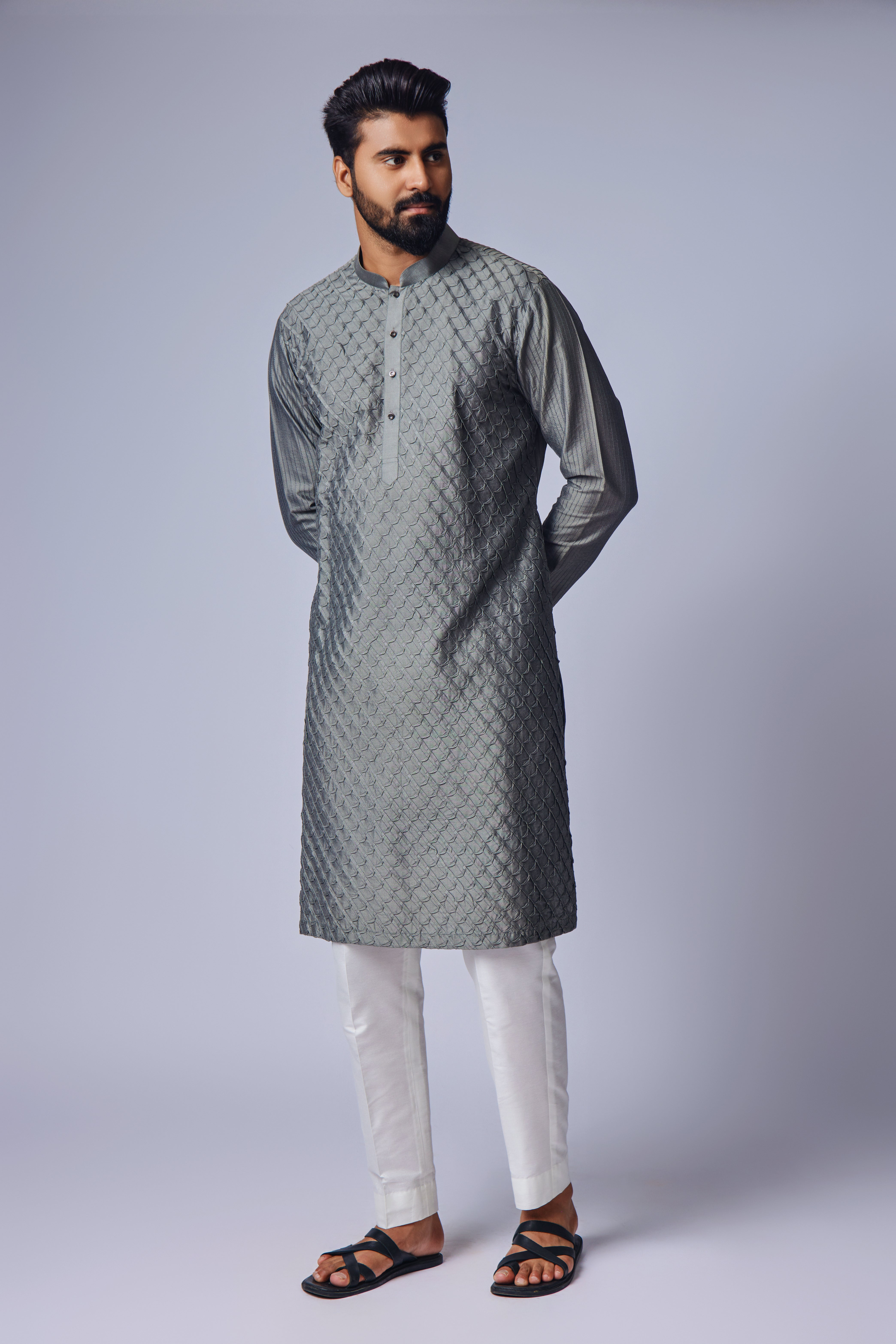 Grey Pintux Kurta Set
