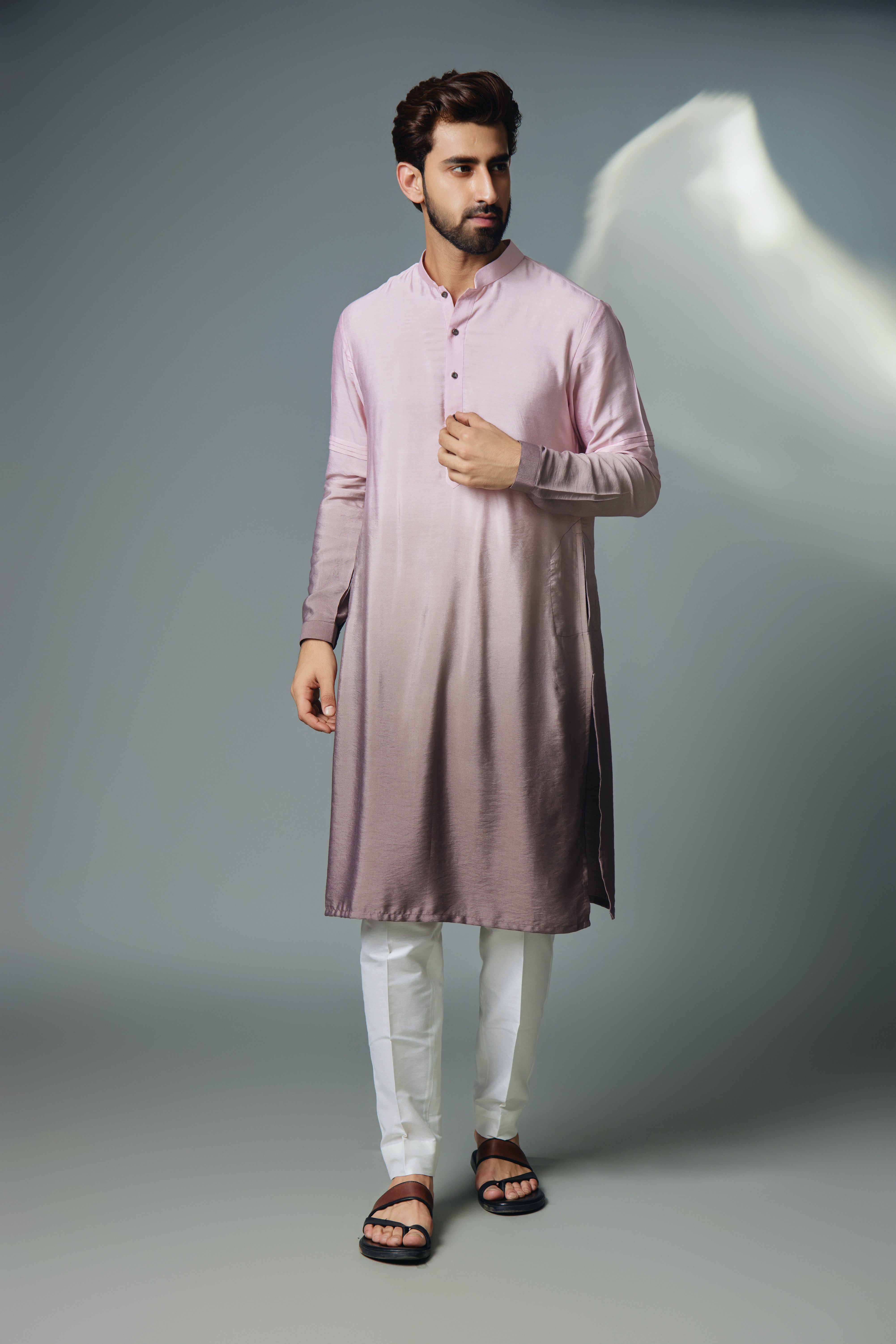 Light Grey Ombre Kurta Set