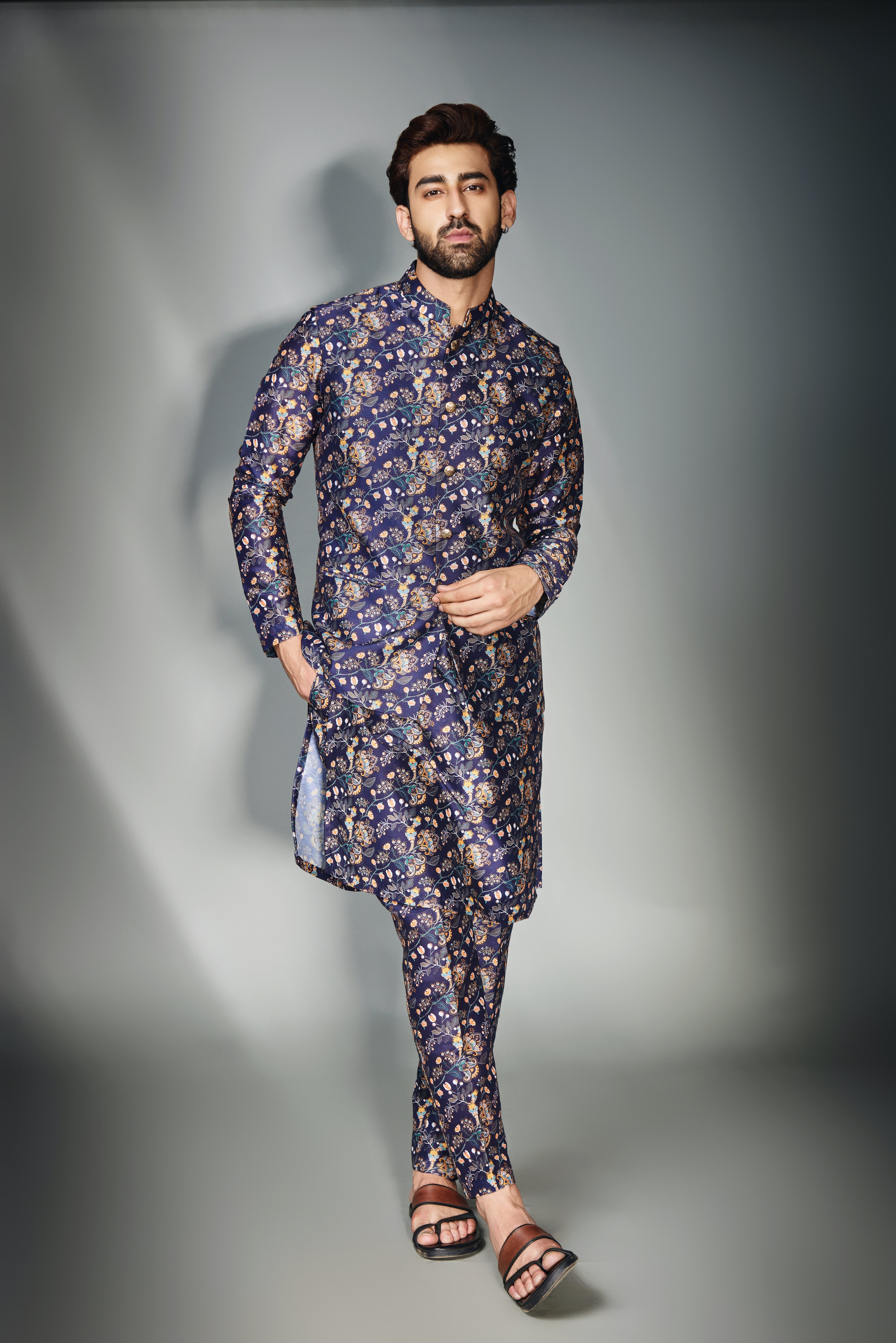 Blue floral Print Kurta Set