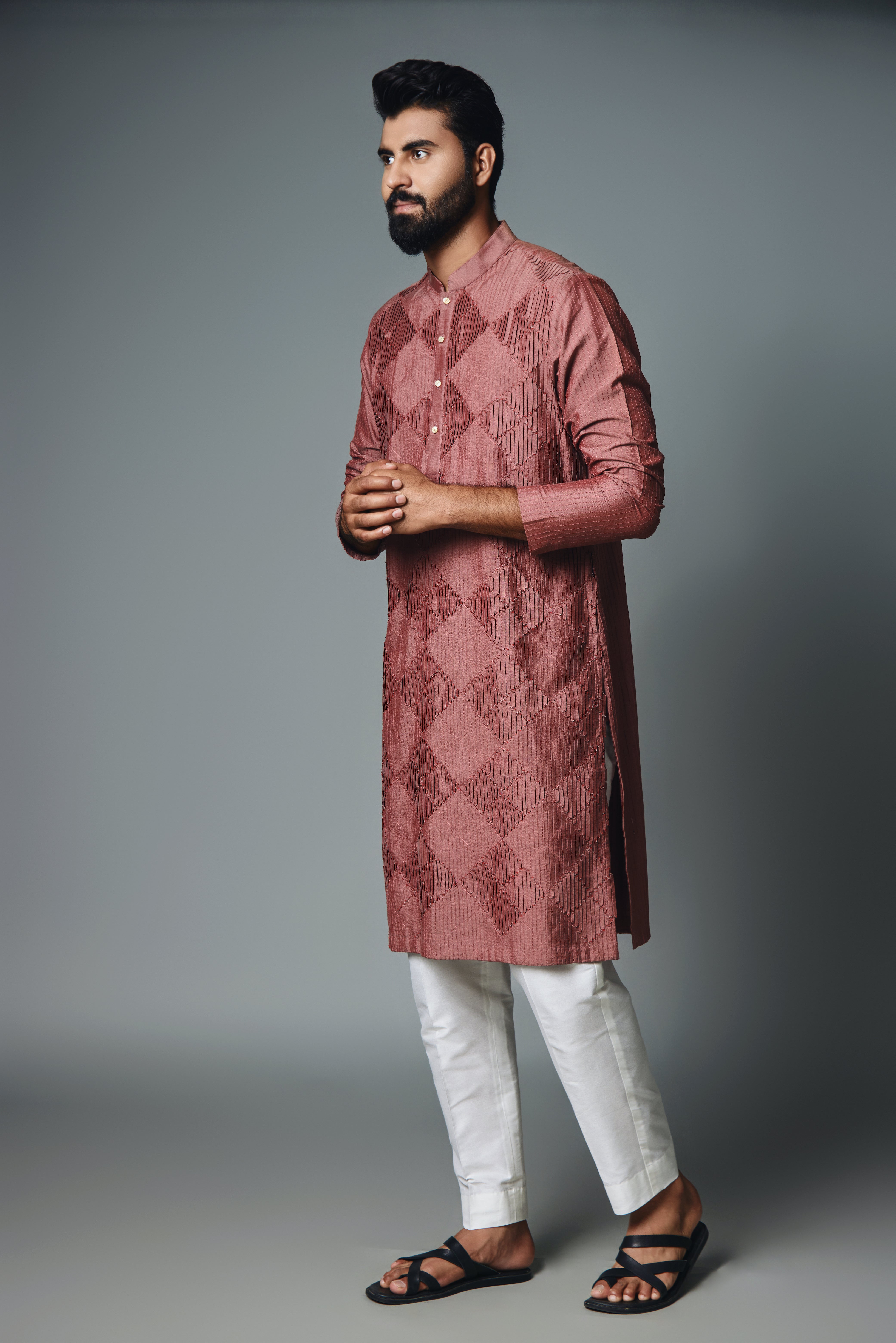 Maroon Pintux Kurta Set