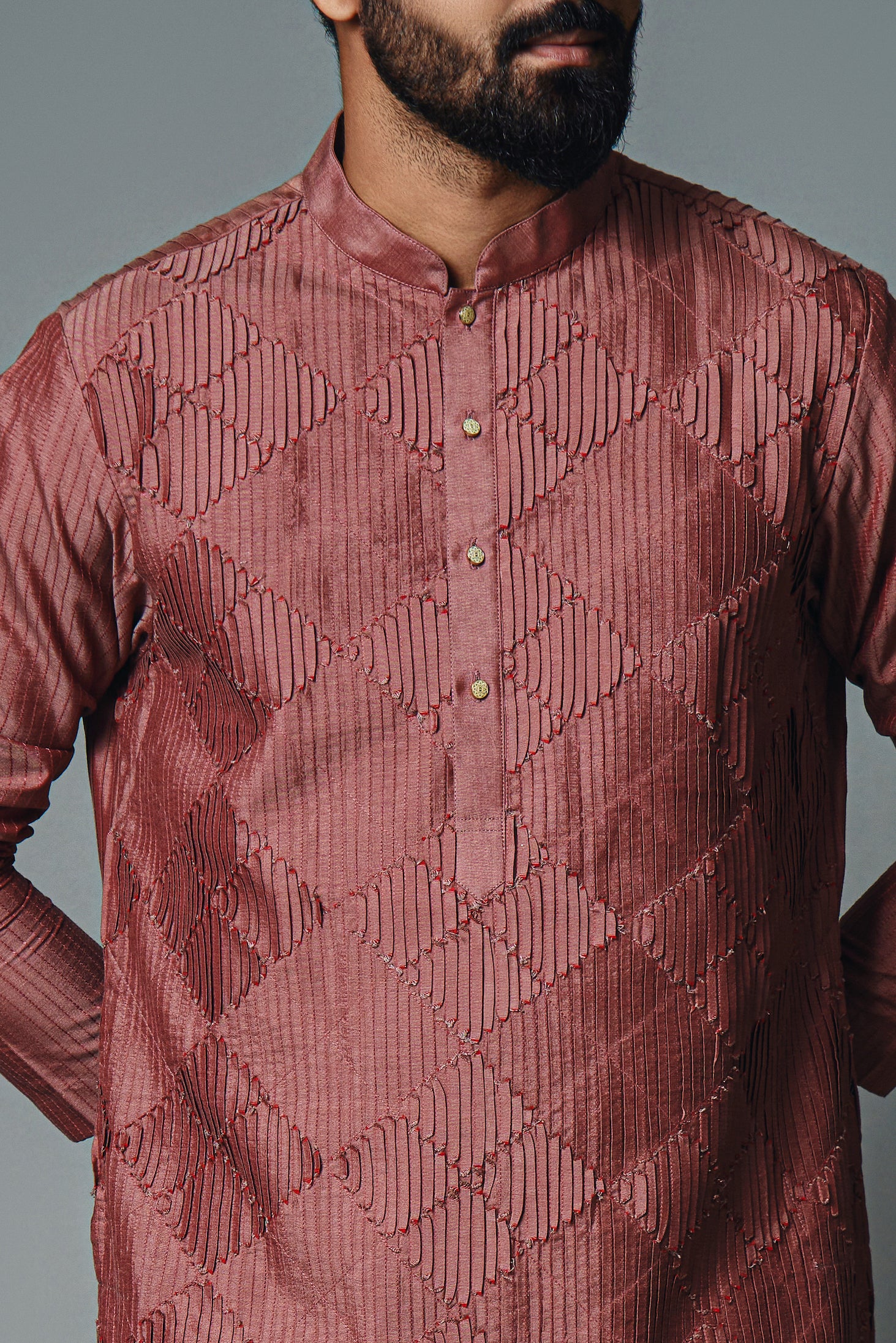 Maroon Pintux Kurta Set